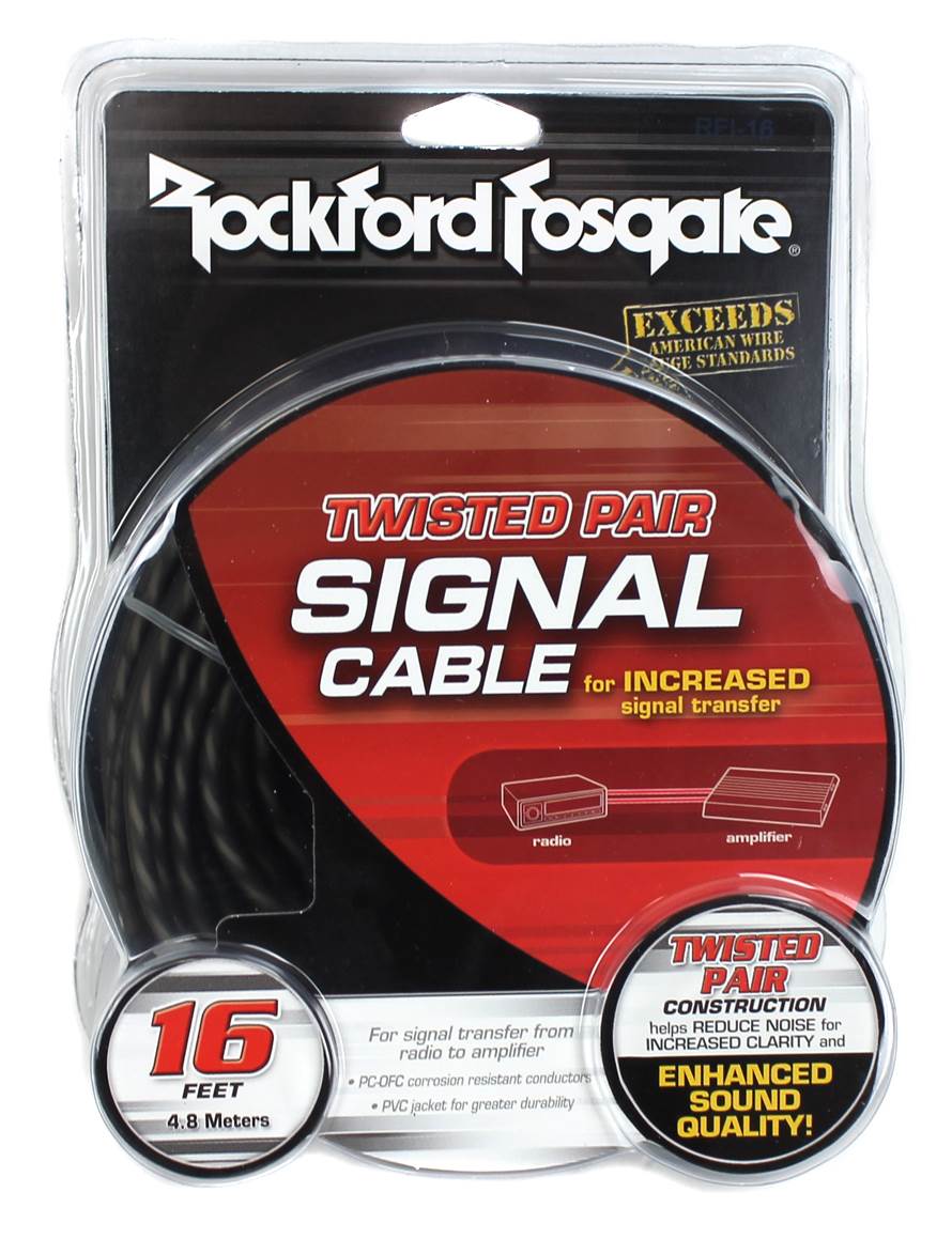 Rockford Fosgate RFI-16 16' Twisted 2 Ch RCA Car Audio Signal Cable (Open Box)