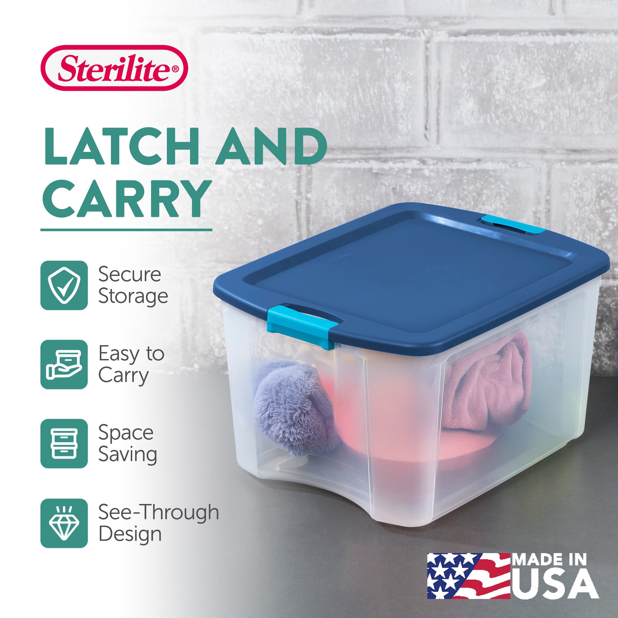 Sterilite 18 Gallon Stackable Latch and Carry Storage Container, Clear (6 Pack) - VMInnovations