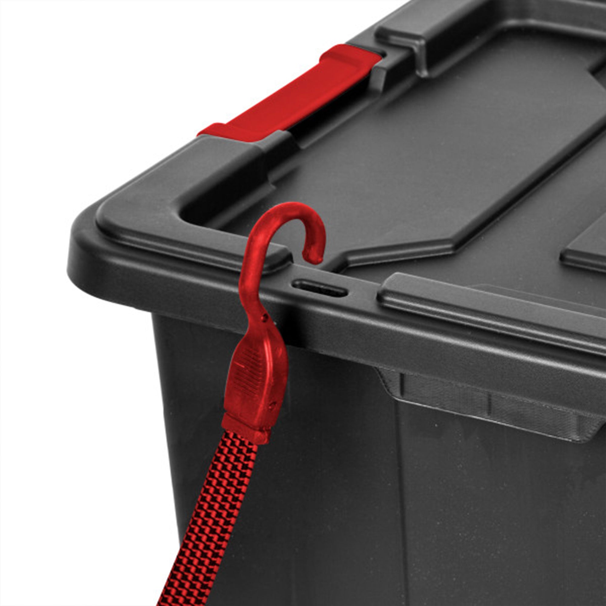 Sterilite 27 Gallon Durable Rugged Industrial Tote w/Red Latches, Black (8 Pack) - VMInnovations