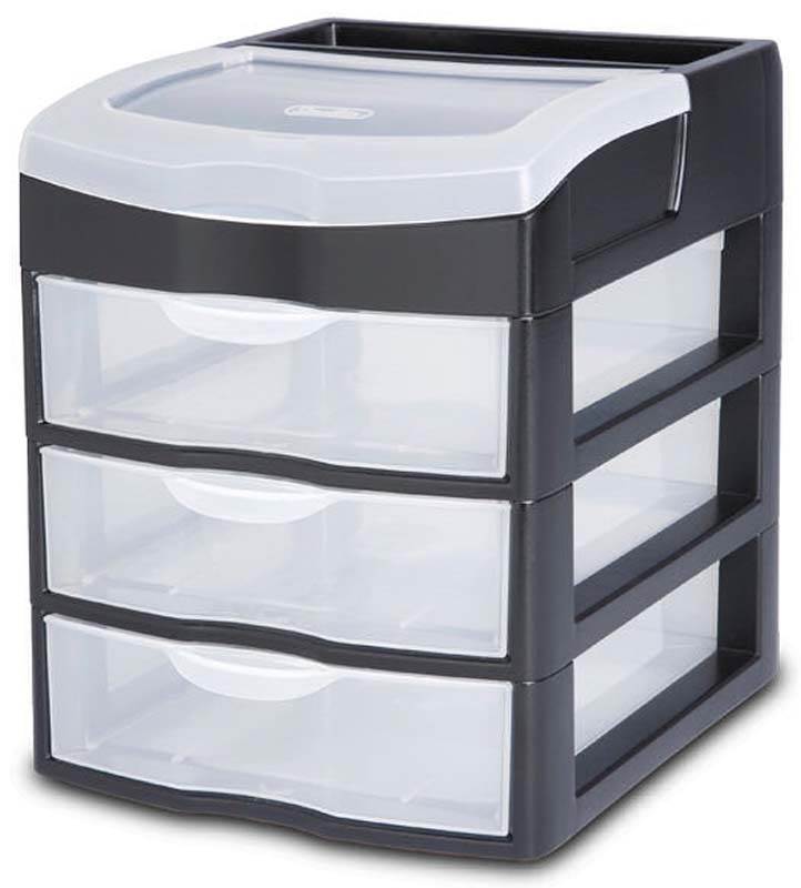 1)Sterilite 3 Slide Out Drawer Table Desktop Storage Unit Clear Black (Open Box)
