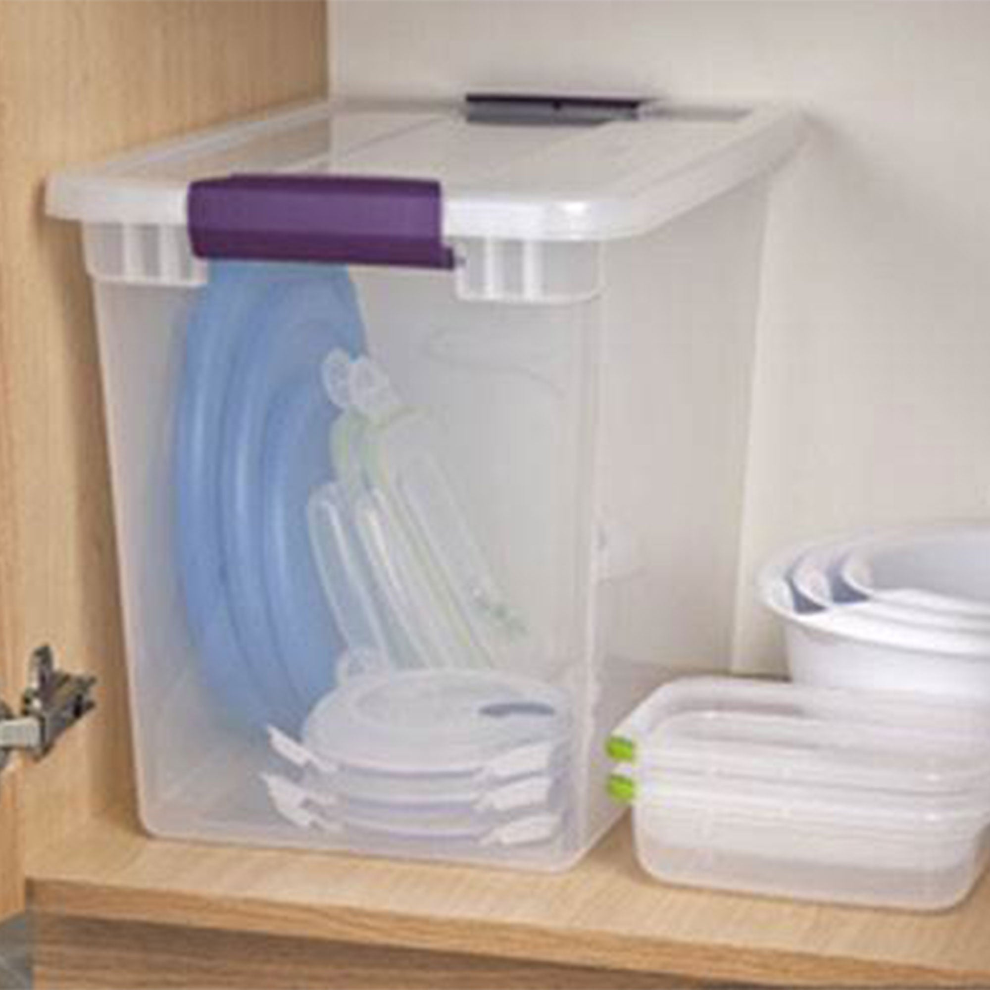 Sterilite 66 Quart Latch Lid Tote, 6 Pack, and 27 Quart Latch Lid Tote, 6 Pack - VMInnovations
