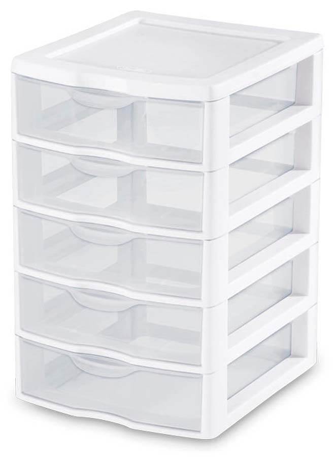 Sterilite Clearview Small 5 Drawer Desktop Storage Unit White (Open Box)