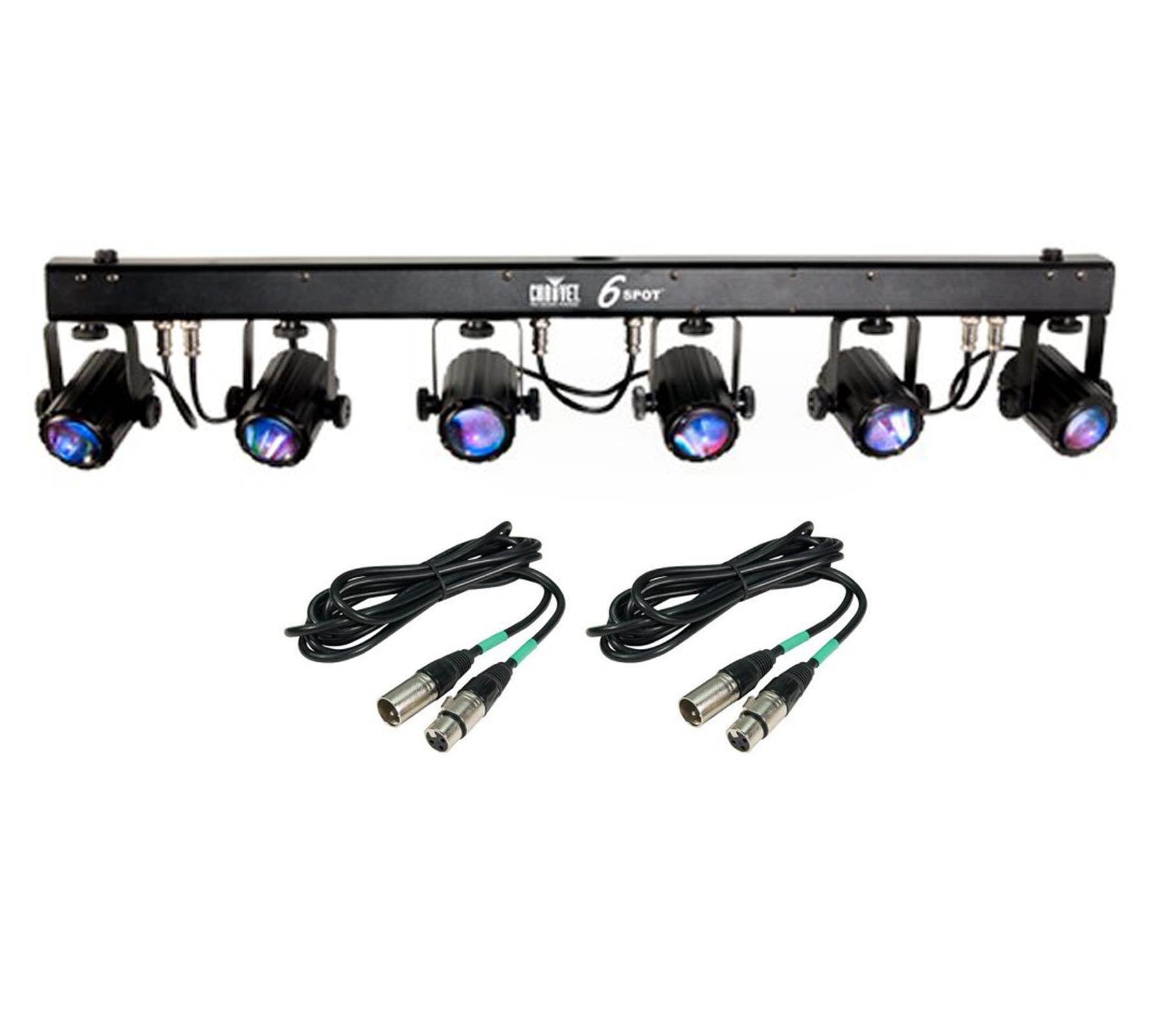 CHAUVET 6SPOT 6 Head LED Effect RGB Stage Spot Light Bar w/Case & 25' DMX Cables