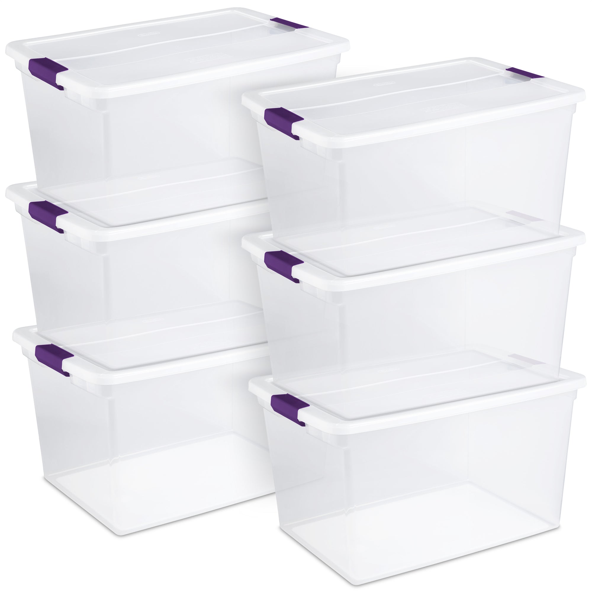 Sterilite 66 Quart Clear Plastic Latching Handle Storage Container Tote, 6 Pack - VMInnovations