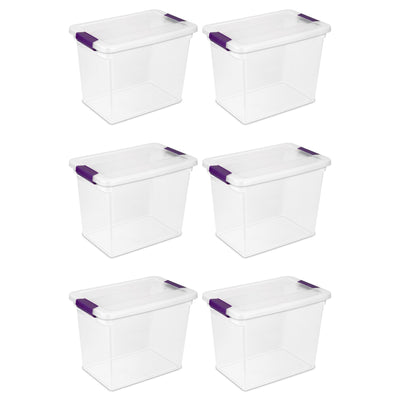 Sterilite 27 Qt ClearView Latch Storage Stackable Bin with Latching Lid, 6 Pack
