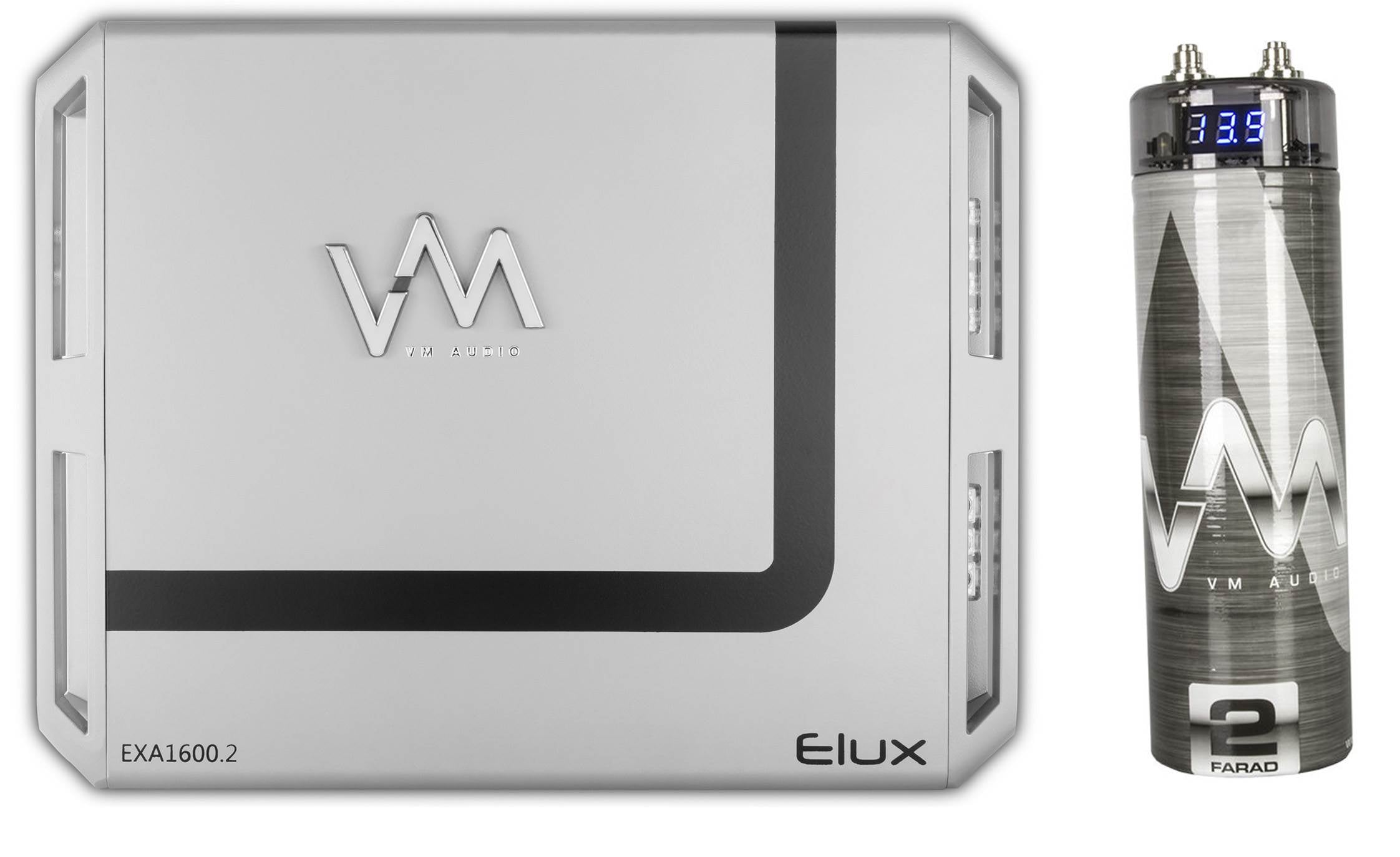New VM Audio EXA1600.2 1600W 2 Channel Amp Car Amplifier + 2.0 Farad Capacitor