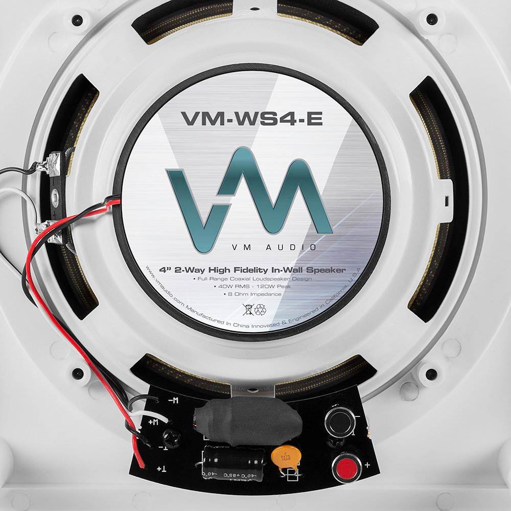 1) VM AUDIO Elux 4" 120 Watt 2 Way In-Wall Surround Speaker - Open Box