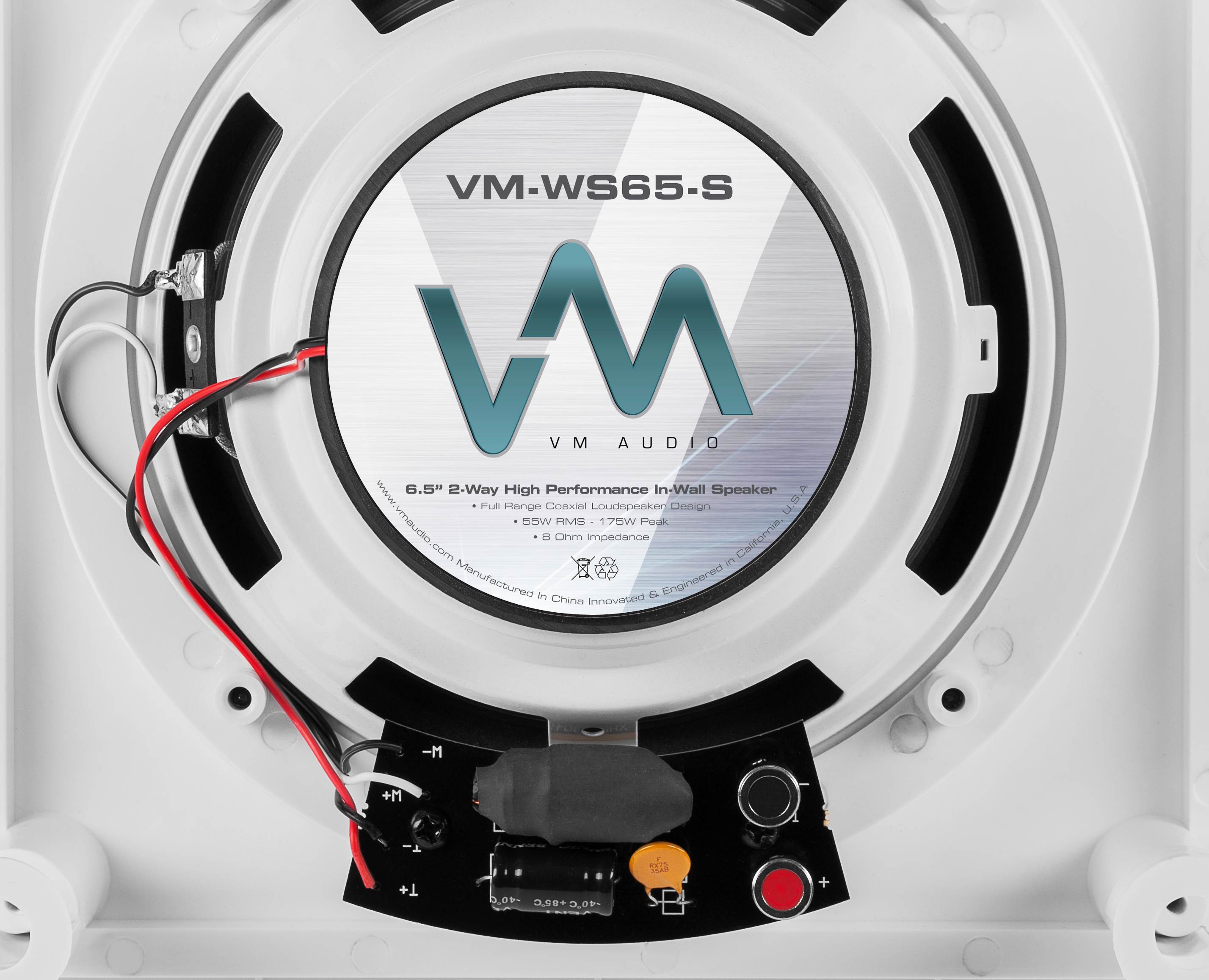 VM AUDIO Shaker 6.5" 175 Watt 2 Way In-Wall Surround Sound Home Speaker-Open Box