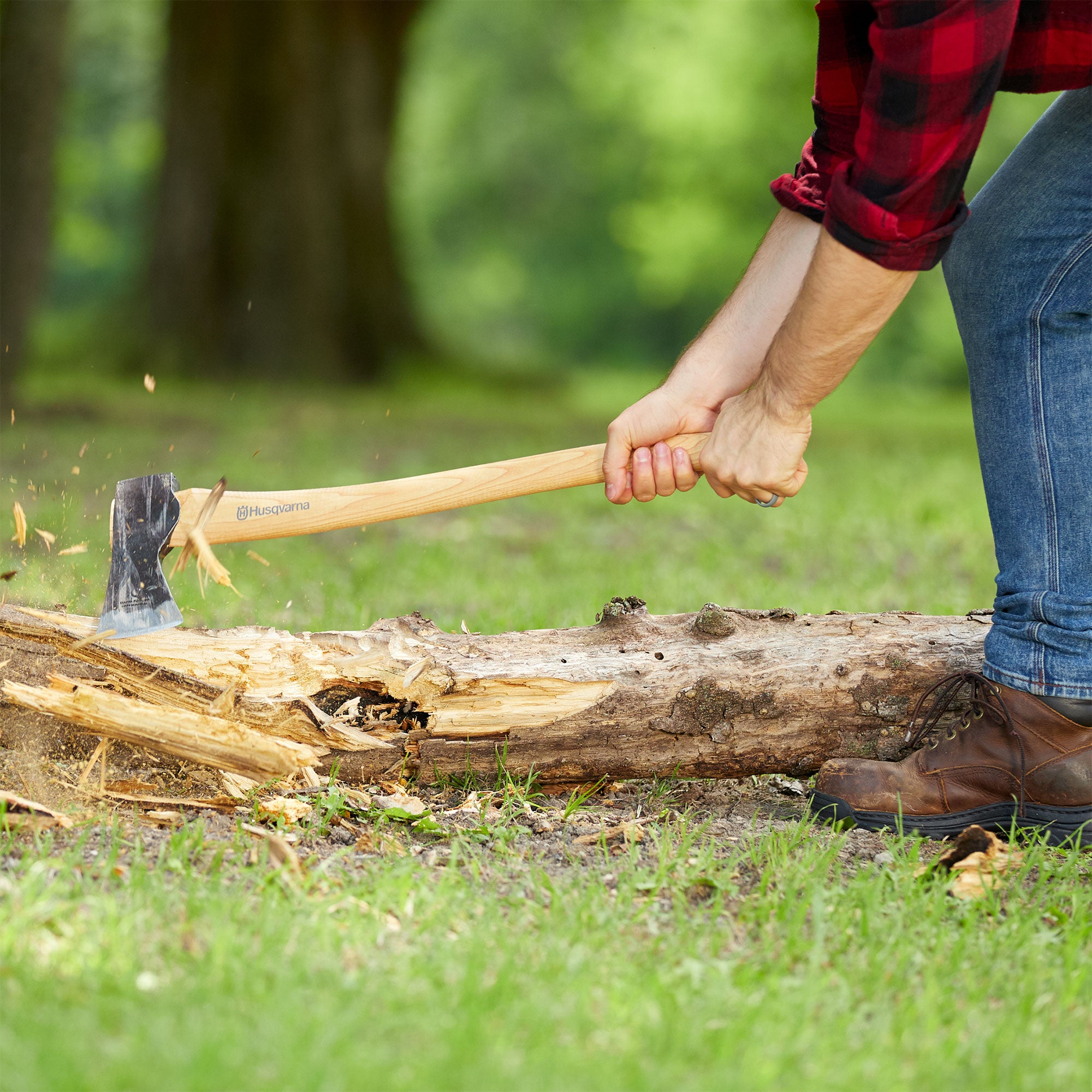 Husqvarna 26" Curved Wooden Handle Multipurpose Logger Forest Axe (Open Box)