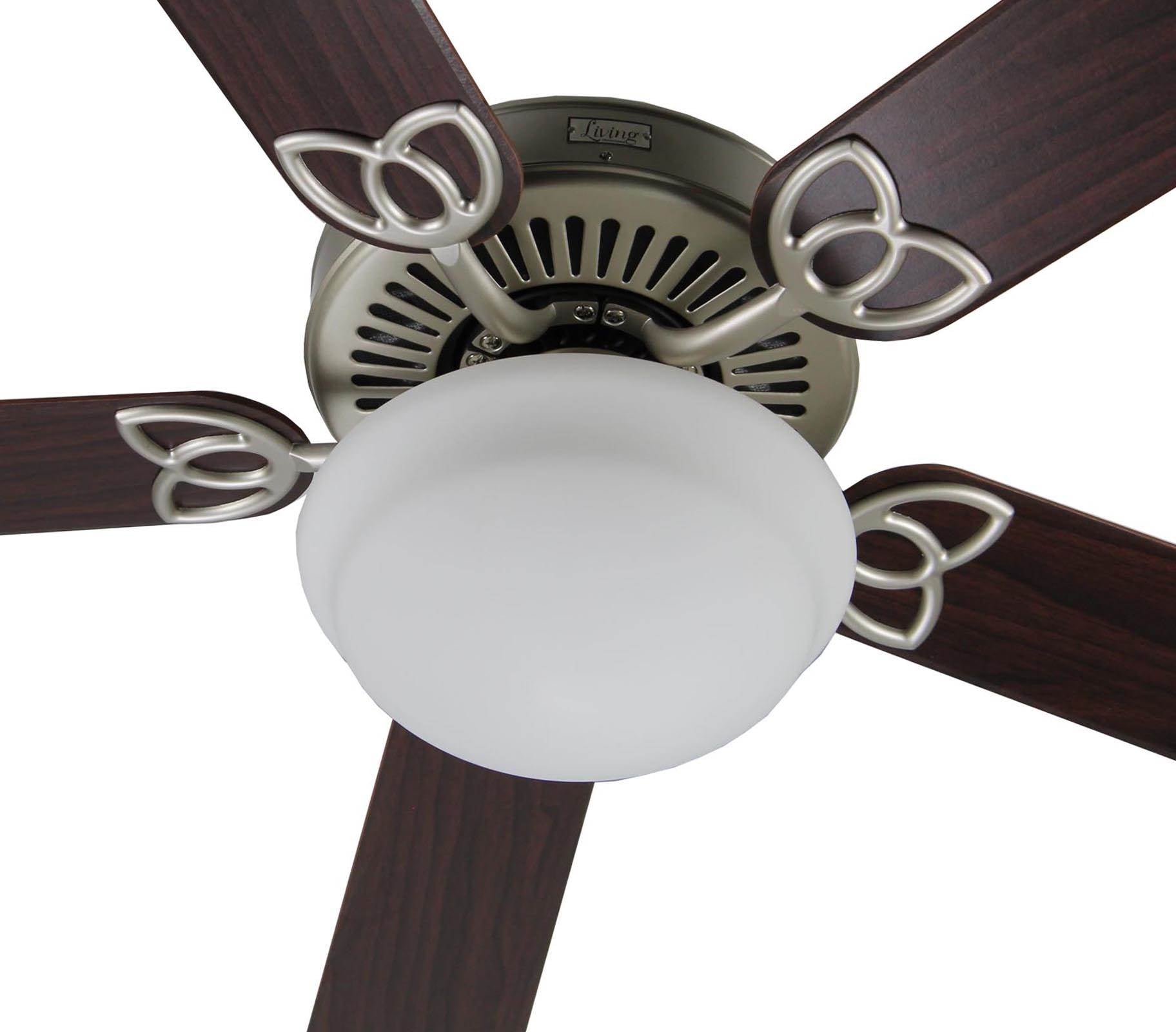 Living Traditions 52" Tri-Mount 3 Speed 5 Blade Ceiling Fan w/Light |Nickel - OB