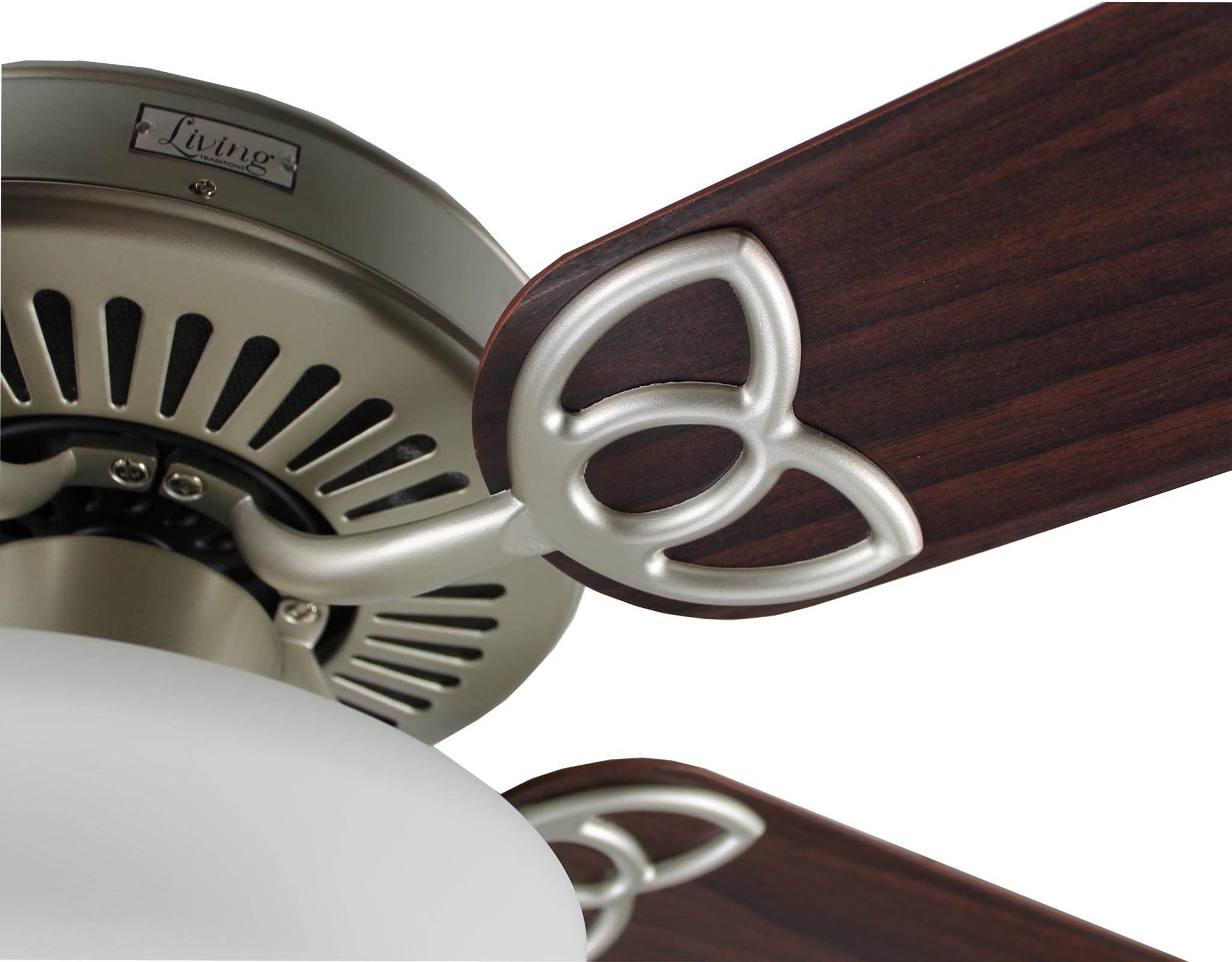 Living Traditions 52" Tri-Mount 3 Speed 5 Blade Ceiling Fan w/Light |Nickel - OB