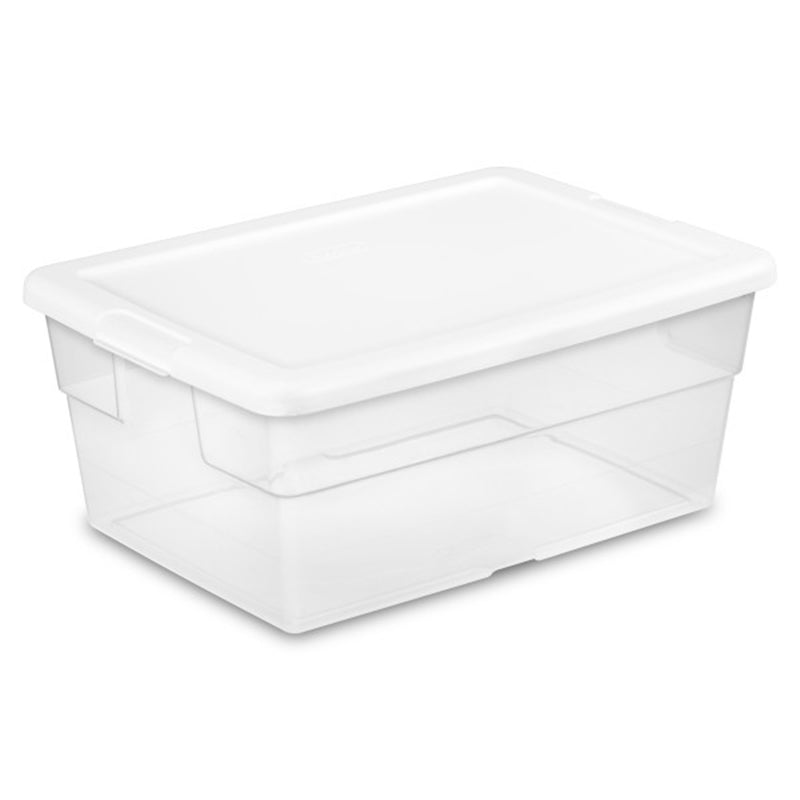 Sterilite 16 Quart Stacking Storage Box Container Tub w/Lid, Clear (24 Pack)