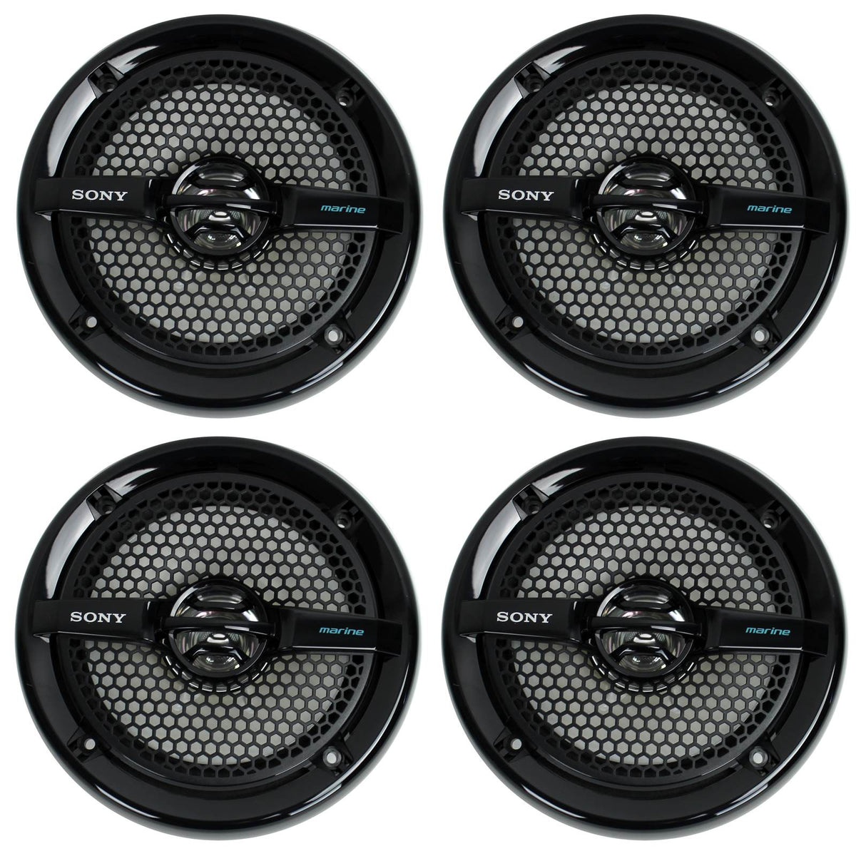 4) Sony XS-MP1611b 6.5" 280 Watt Dual Cone Marine Speakers Stereo Black XSMP1611