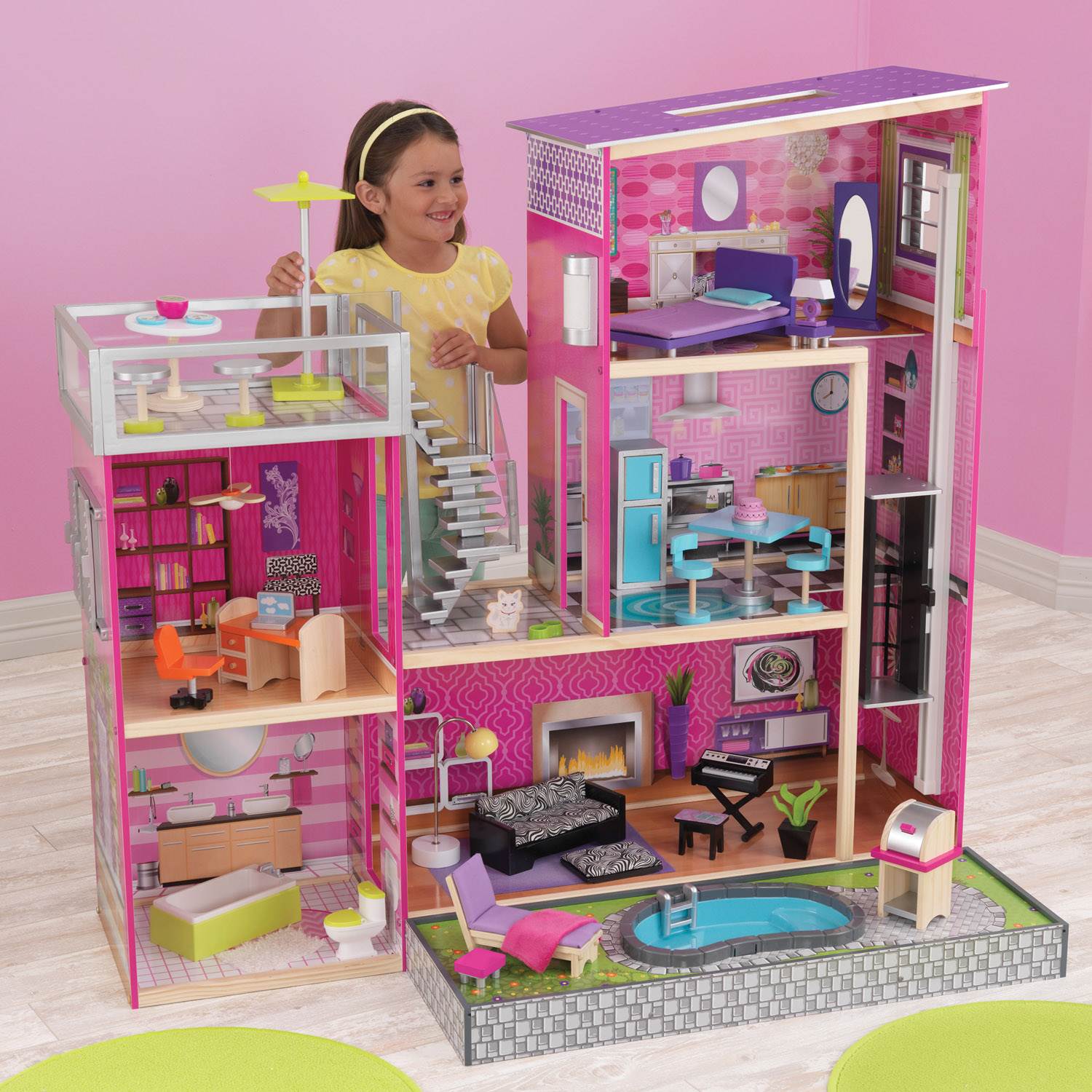 KidKraft Uptown Dollhouse Modern Wooden Pretend Play House| 65833 - Open Box