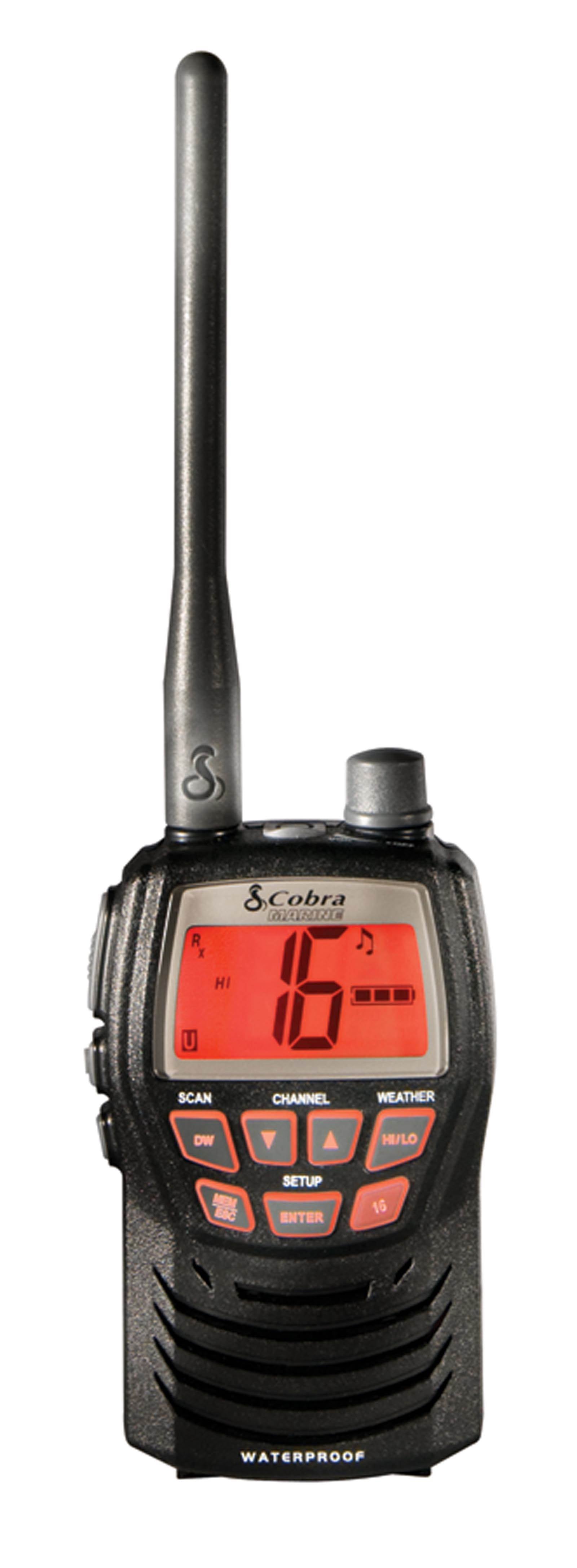 Cobra MR-HH125 3W Rechargeable 2-Way VHF Walkie Talkie Marine Boat Radio | Black