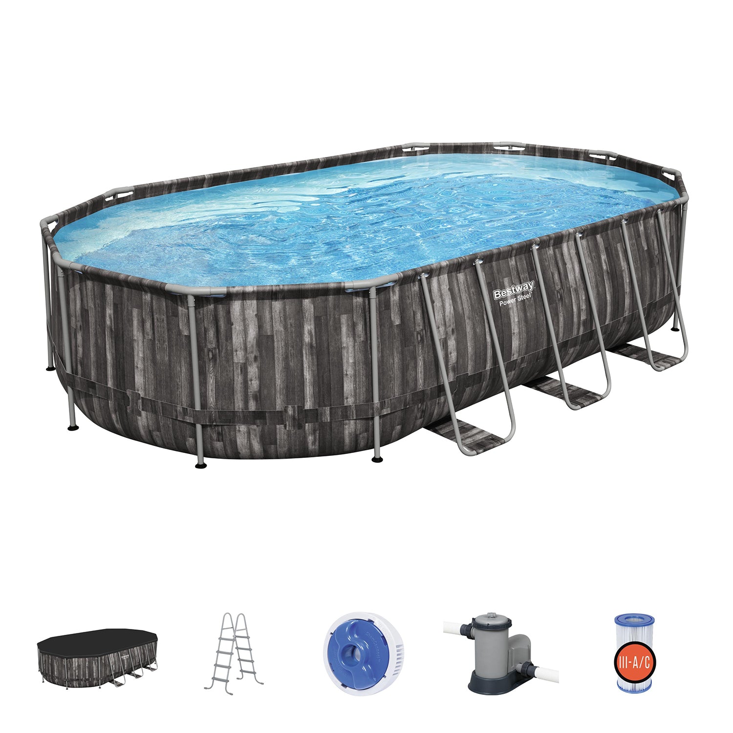 Hey! Cool Pool Flip Plop XL Floating Dispenser Pool Care with Bestway Oval Set
