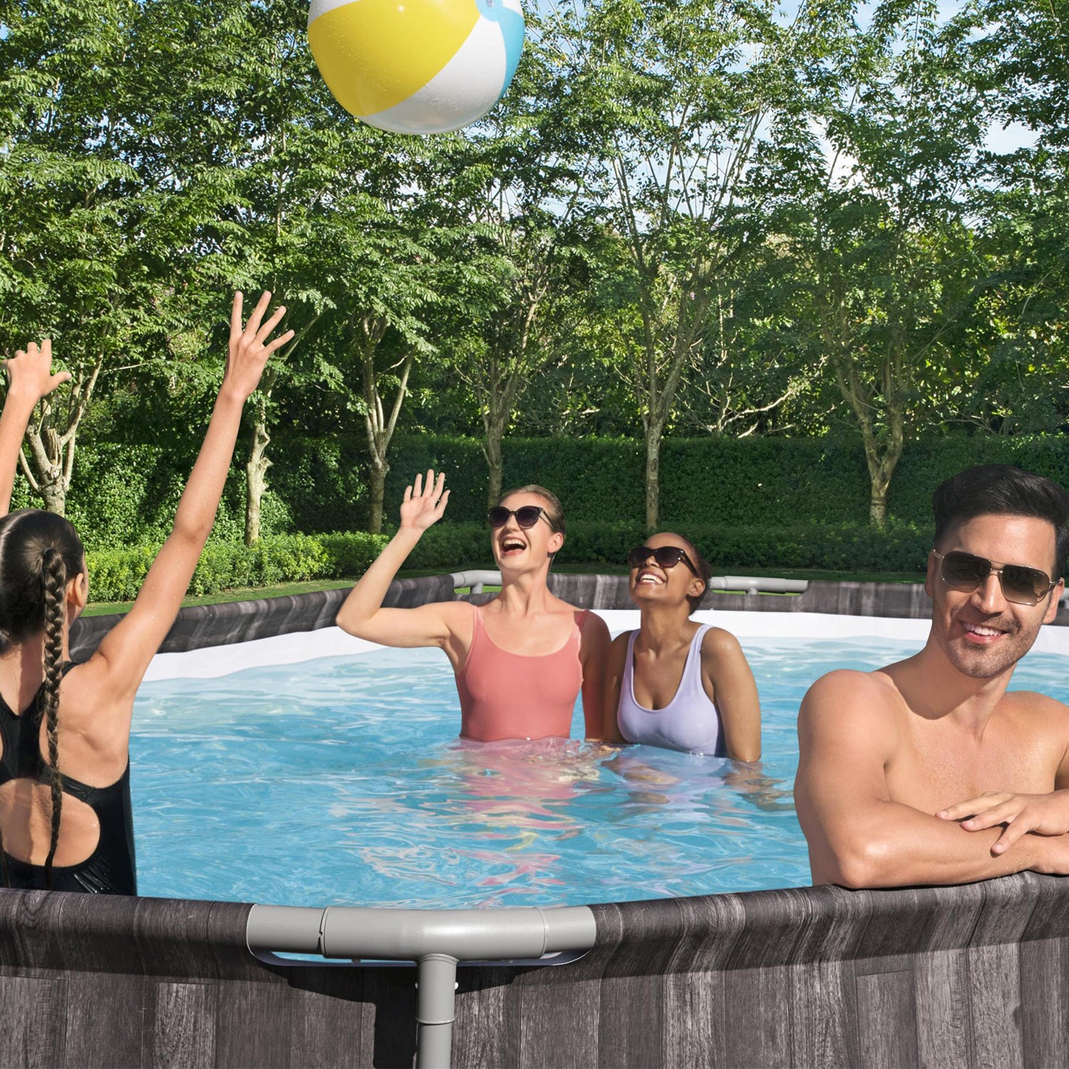 Bestway 5611SE-BW Power Steel Frame 20 x 12 x 4 Foot Above Ground Oval Pool Set