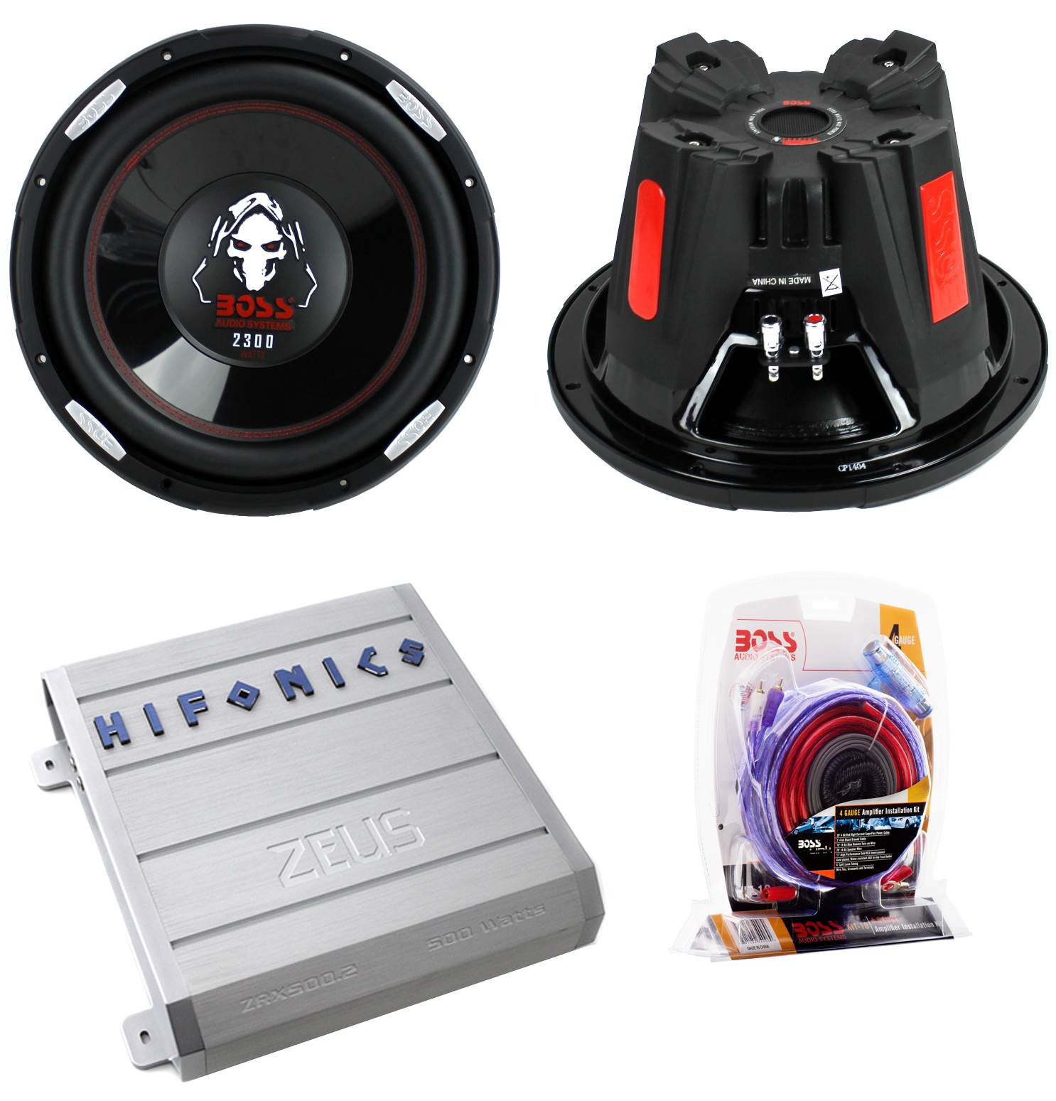 2) BOSS AUDIO P126DVC 12" 4600W Car Subwoofers DVC 4 Ohm+2 Channel Amp+Amp Kit