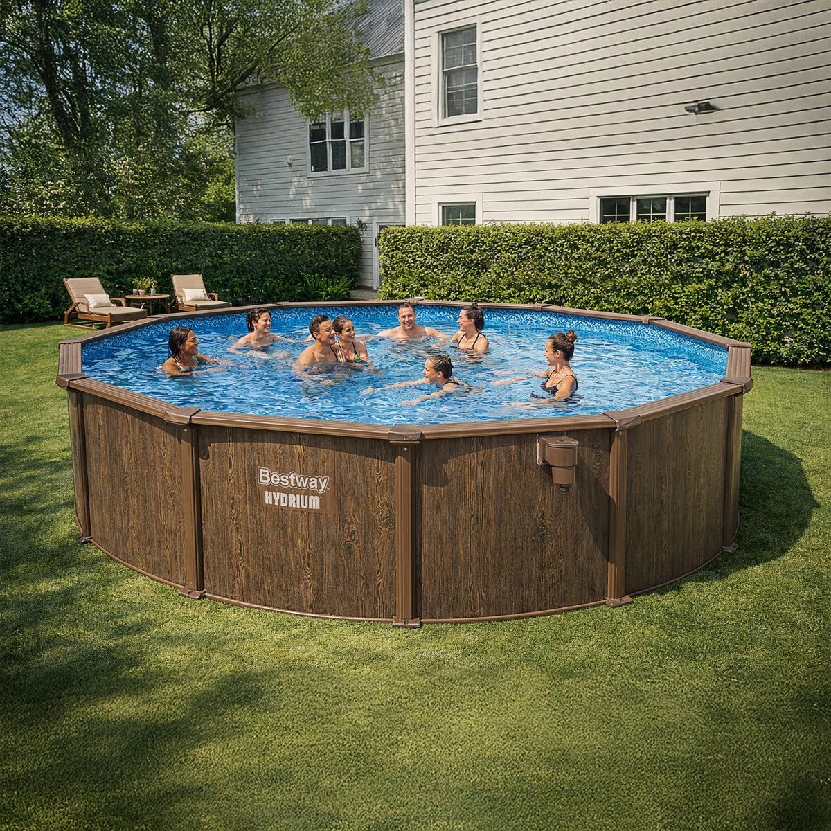 Hydrium 18'x52" Round Steel Wall Above Ground Swimming Pool Set, Brown(Open Box)