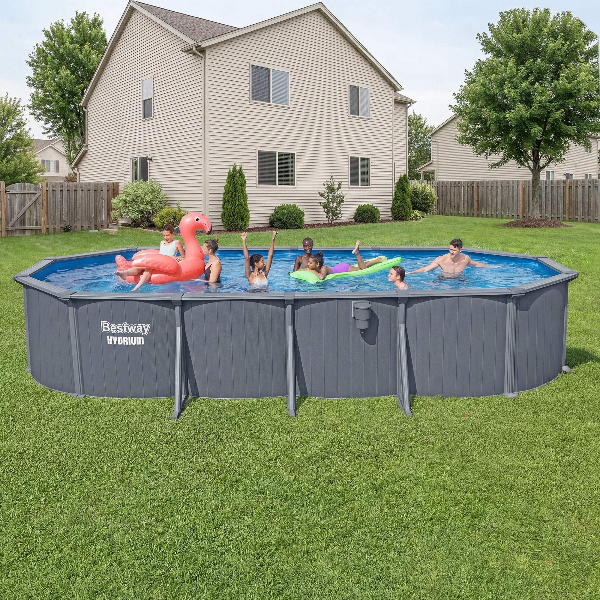 Bestway Hydrium 24' x 12' x 52" Oval Steel Wall Above Ground Pool Set(For Parts)