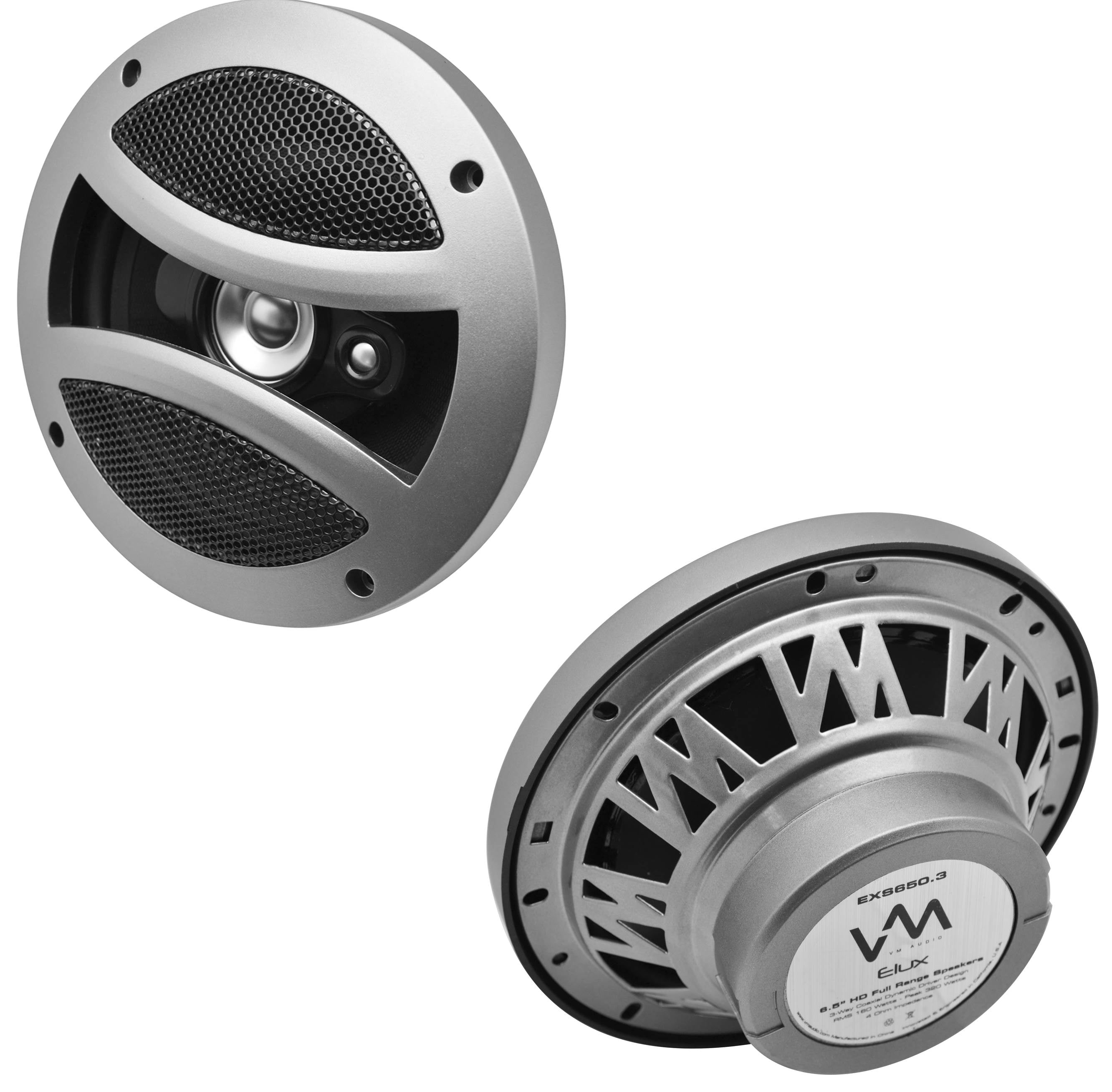 2) VM Audio EXS650.3 6.5" 320 Watt 3-Way Full Range Car Speakers Pair - Open Box