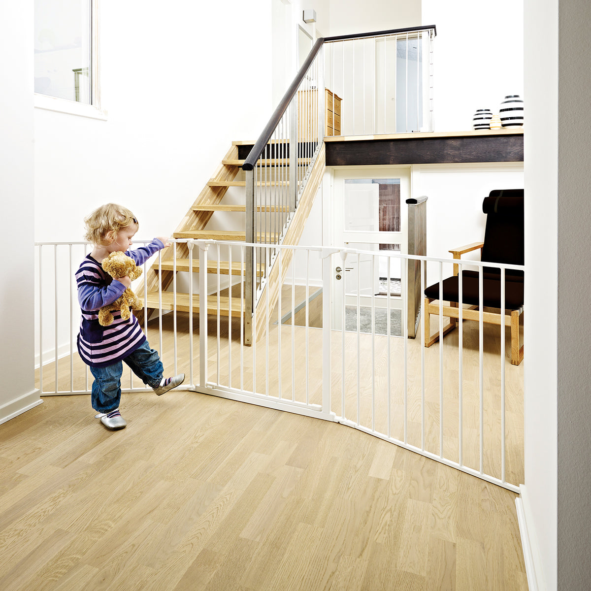 BabyDan Flex 35.4-87.8 Large Size Metal Safety Baby Gate & Room Divider, White