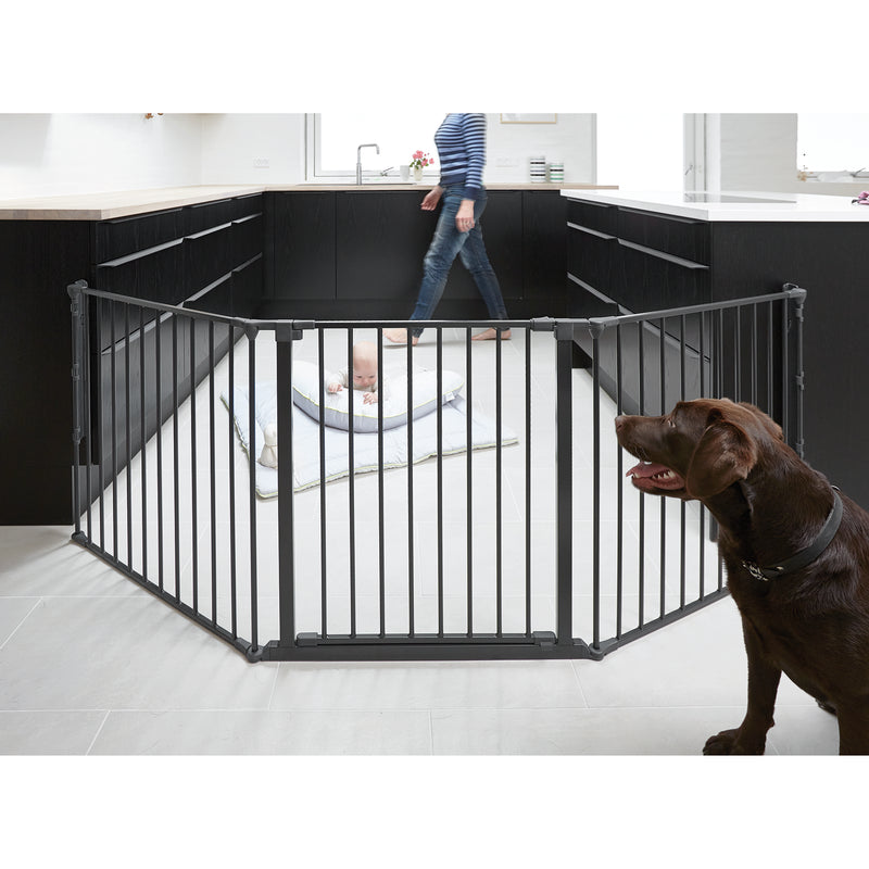 BabyDan Flex Large Size Metal Safety Baby Gate & Room Divider, Black (Open Box)