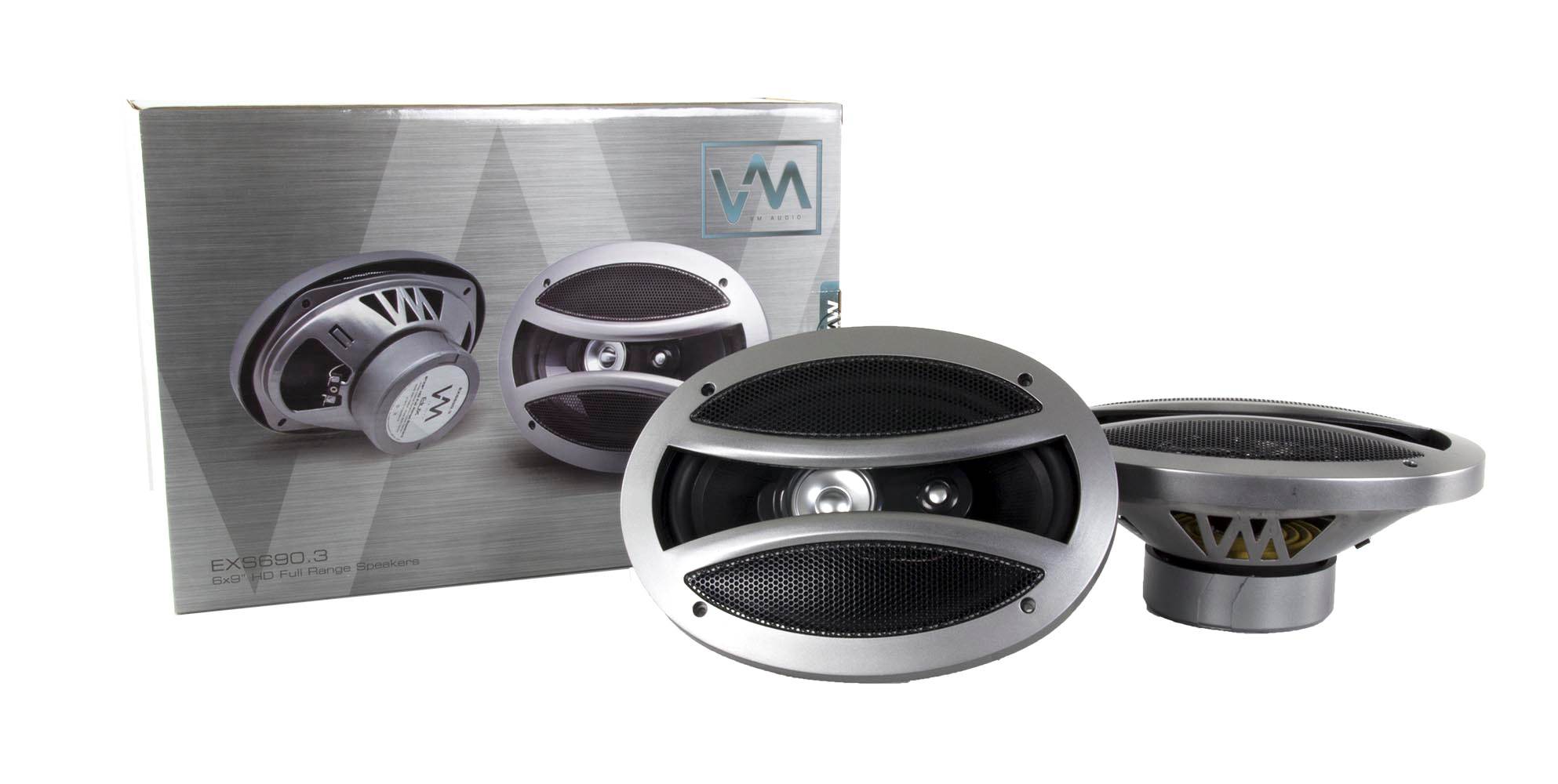 4) VM Audio EXS690.3 6x9" 500 Watt 3-Way Full Range Coaxial Car Speakers (Four)
