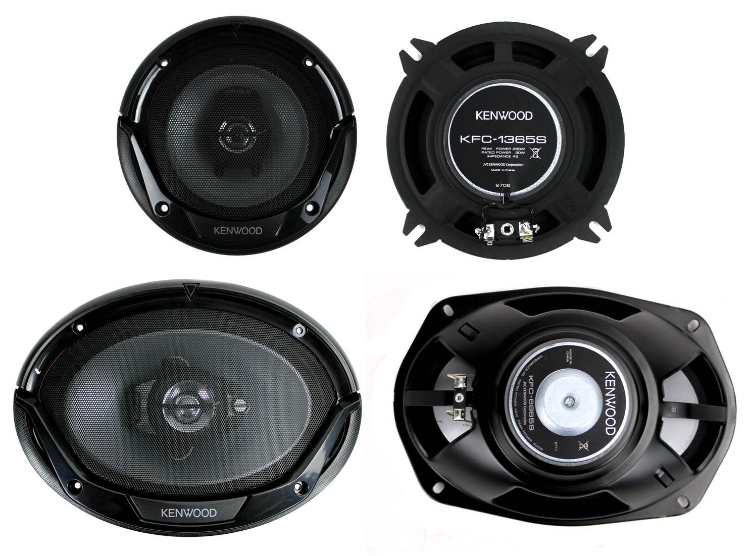 2) Kenwood KFC-1365S 5.25" 250 Watt 2-Way + 2) 6x9" 400 Watt 3-Way Car Speakers