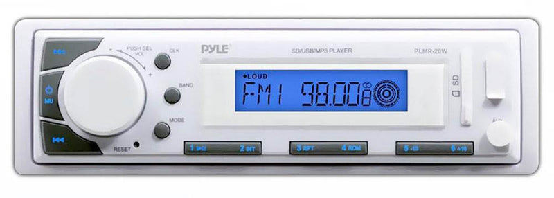 4) New Pyle PLMR24 3.5" 400W 3-Way Marine Speaker System + PLMR20W MP3 Receiver