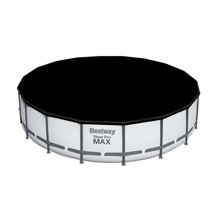 Bestway Round Steel Frame Above Ground Pool w/ Cleaning Accessories, 18 x 4 Feet - VMInnovations