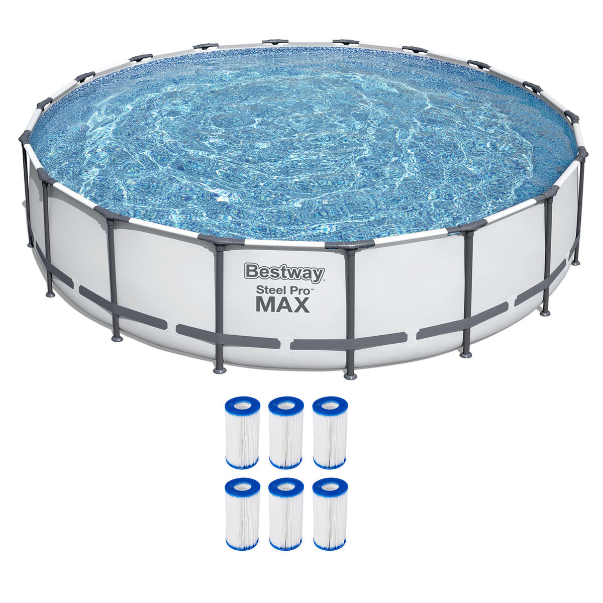 Bestway 18ft x 48in Steel Pro Frame Pool Set & 6 Coleman Replacement Cartridges