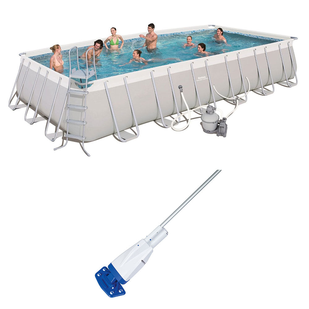 Bestway 24ft x 12ft x 52in Rectangular Above Ground Pool Set w/ Pool Vacuum