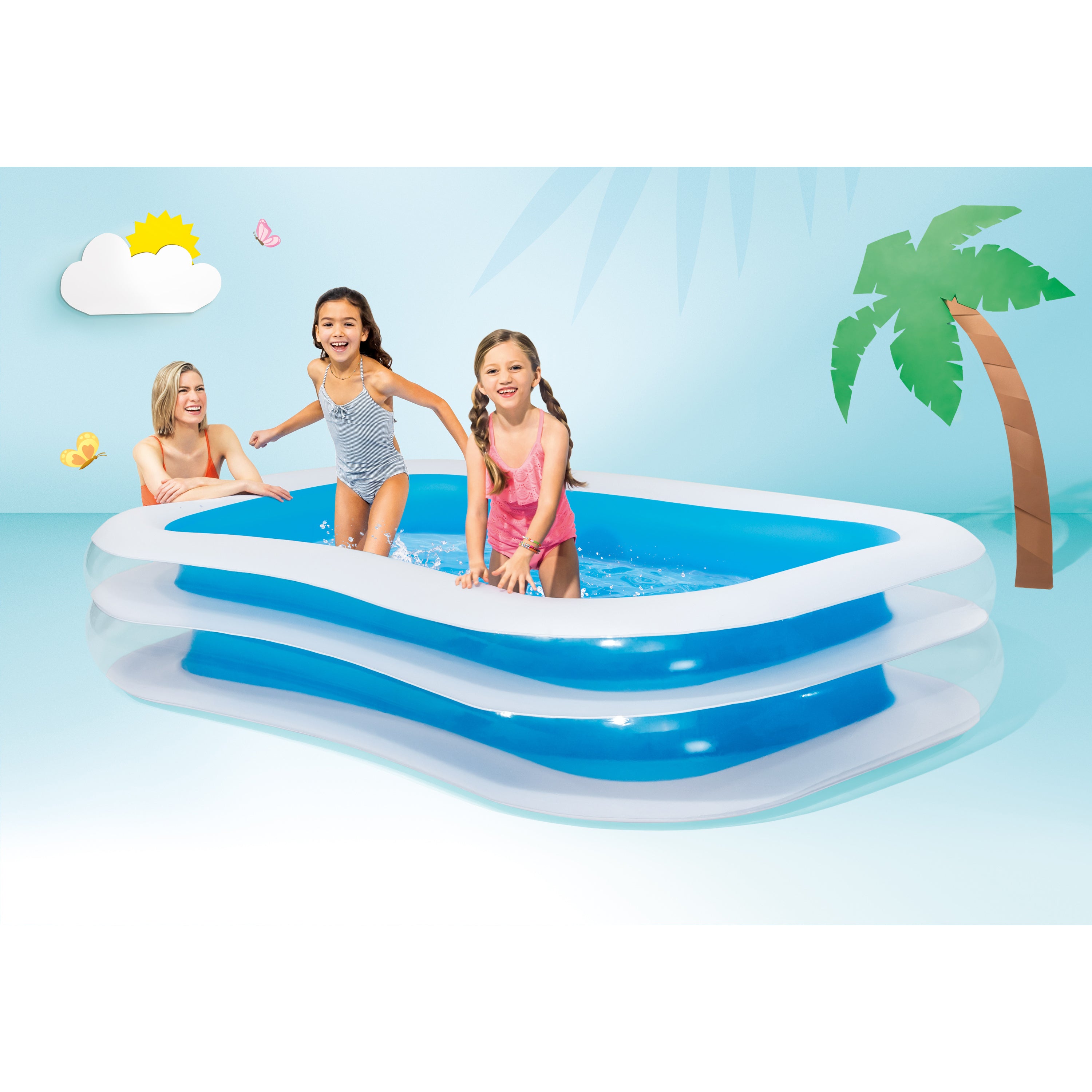 Intex Kool Splash Inflatable Play Center w/ 8.5'x5.75' Swim Center, Blue & White