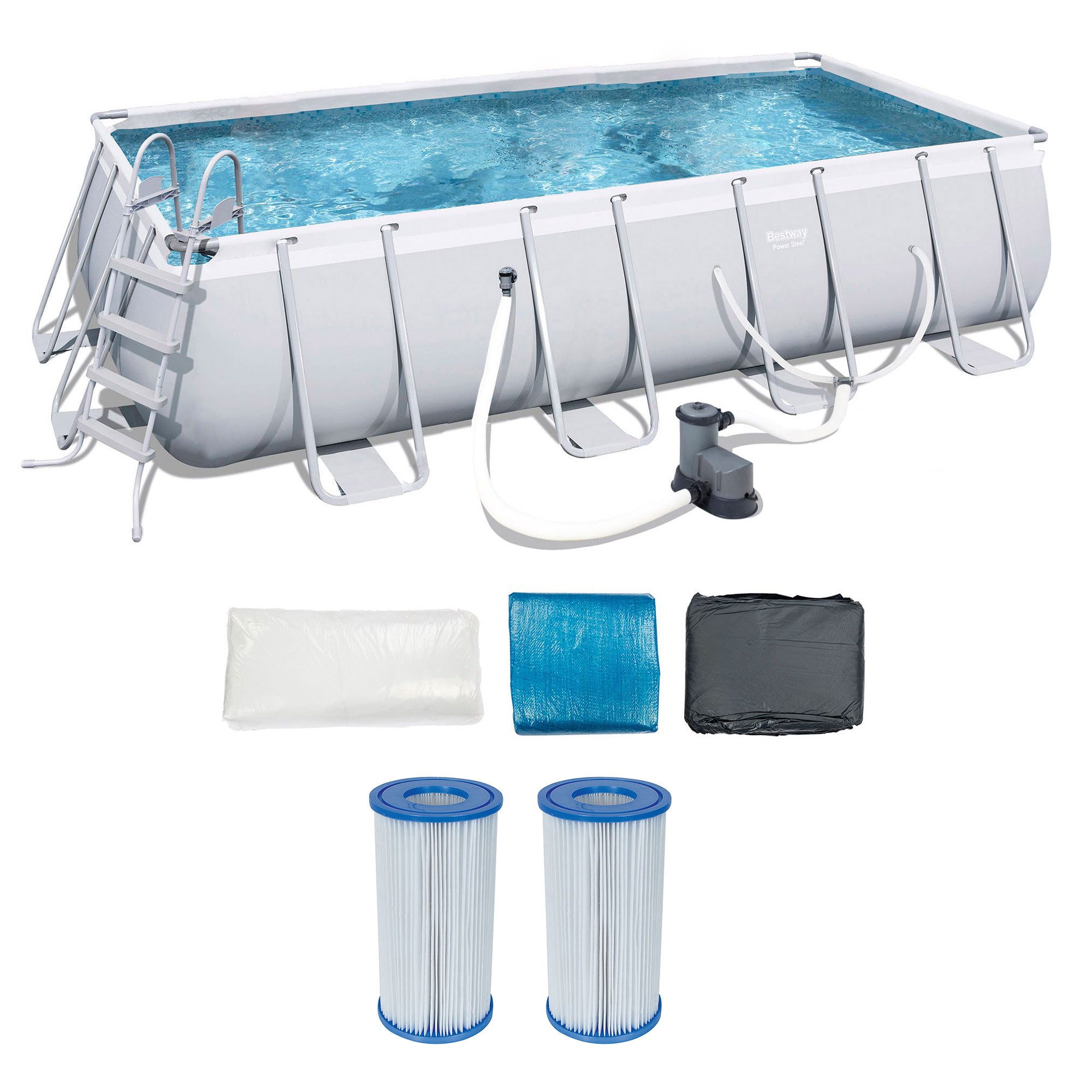 Bestway 18ft x 108in Above Ground Pool Set w/Ladder, Pump & Cartridges (2 Pack) - VMInnovations