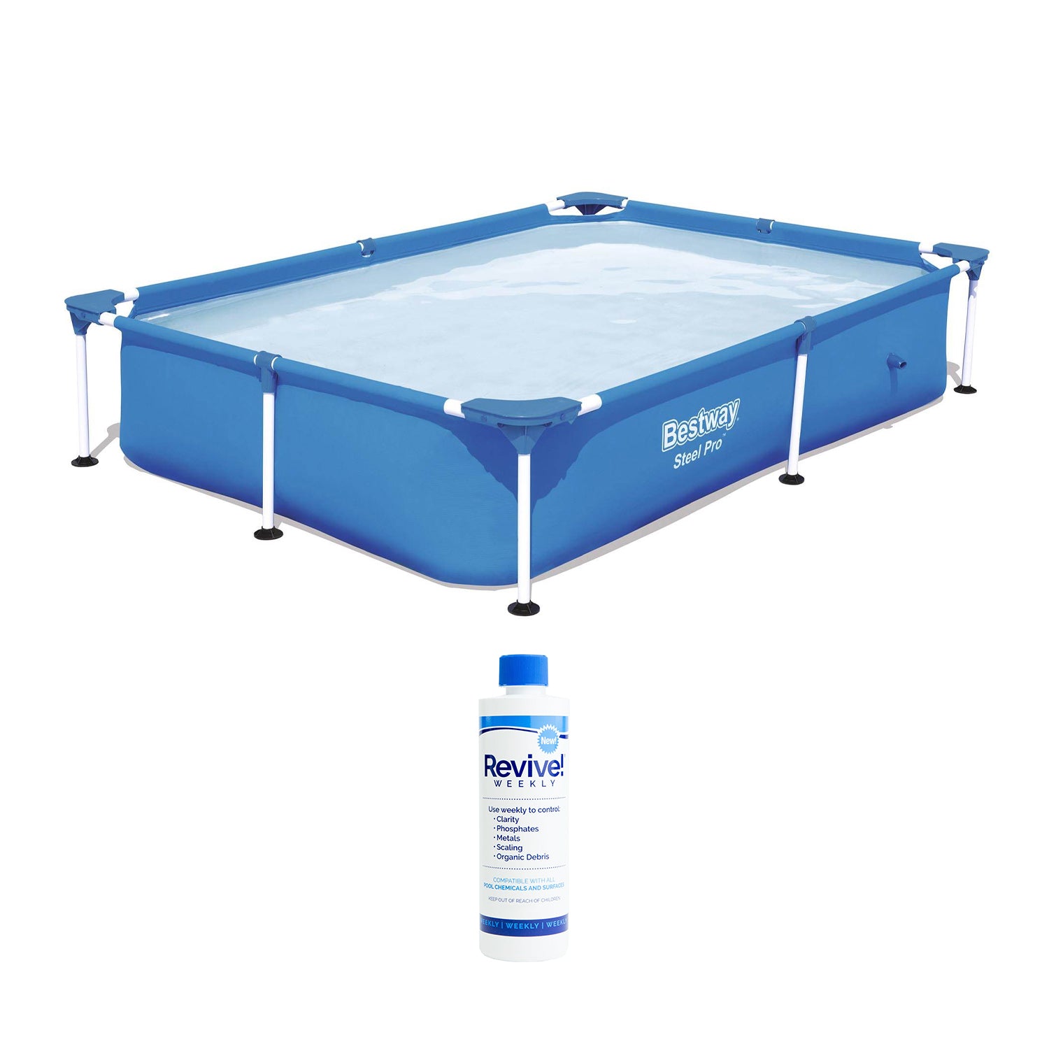 Bestway Steel Pro 7.25 x 5 x 1.4 Ft Rectangular Above Ground Kids Swimming Pool - VMInnovations