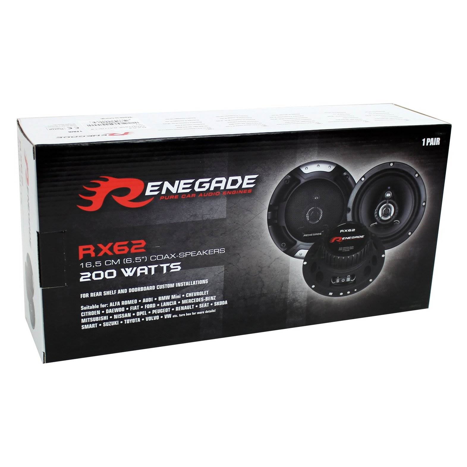 Renegade RX62 6.5" 200 Watt 3-Way 4-ohm Car Audio Coaxial Speakers (Pair) (Used)
