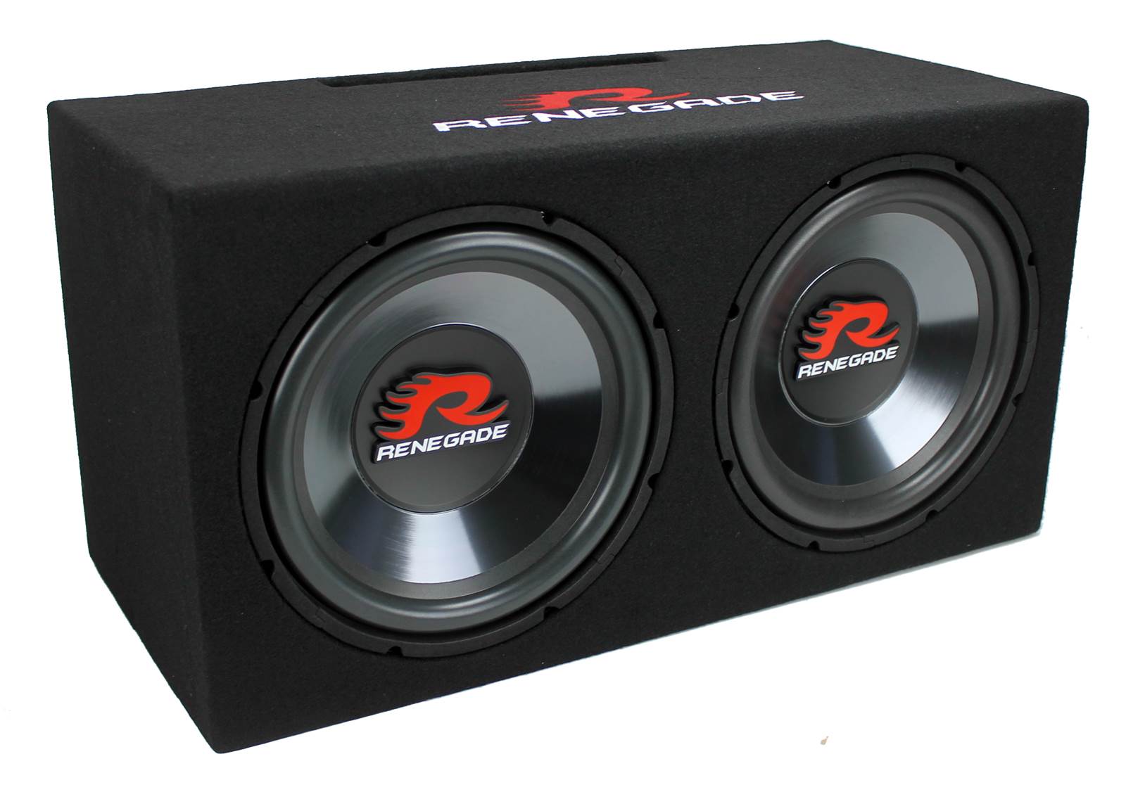 Renegade RXV1202 12" 1200 Watt Dual Subwoofer with Enclosure, Pair (For Parts)