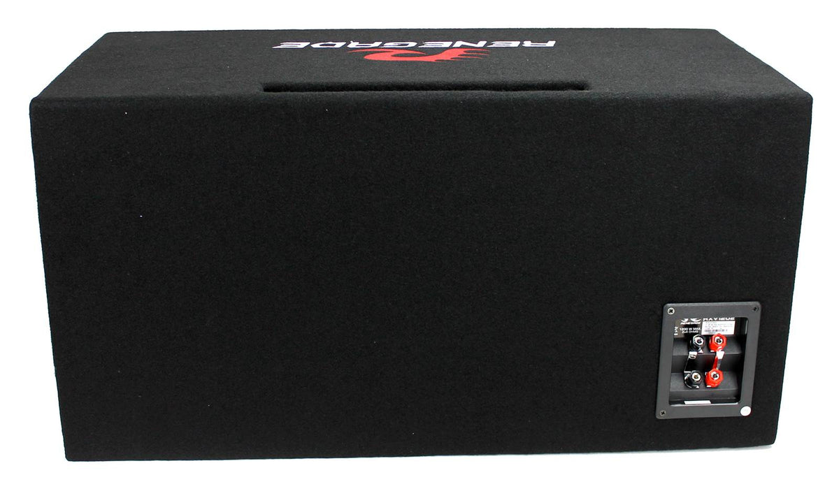 Renegade RXV1202 12" 1200 Watt Dual Subwoofer with Enclosure, Pair (For Parts)