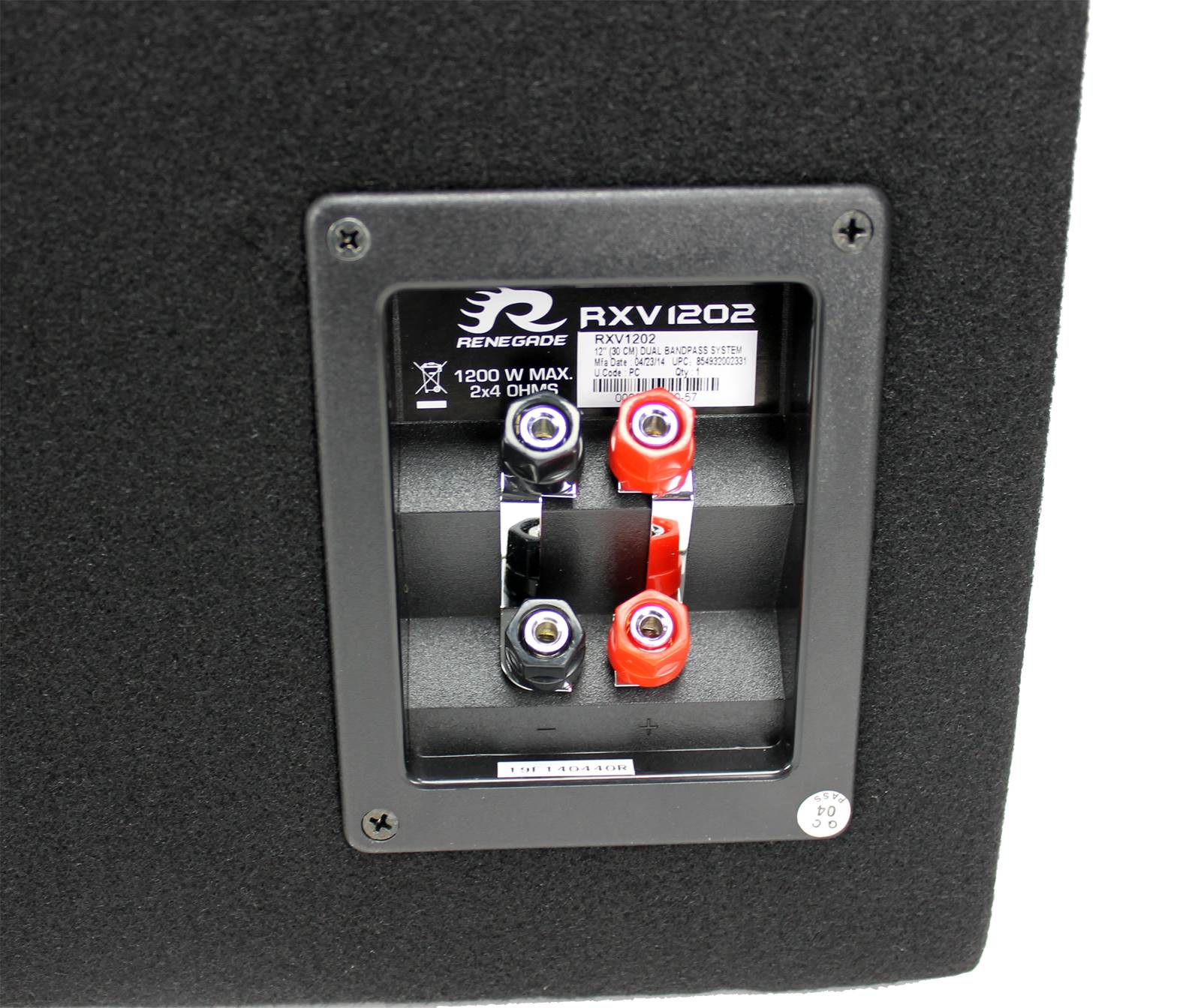 Renegade RXV1202 12" 1200 Watt Dual Subwoofer with Enclosure, Pair (For Parts)