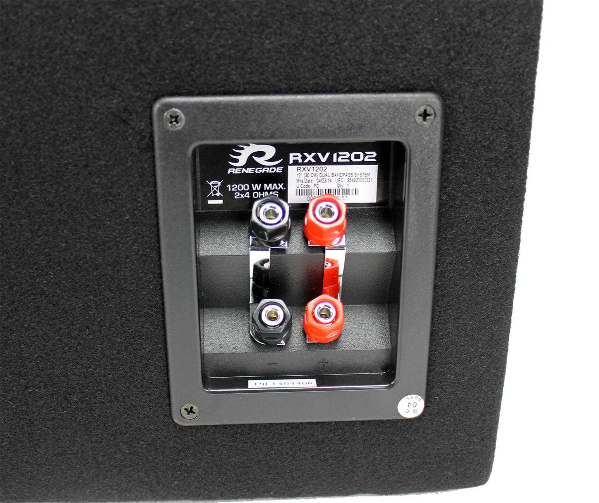 Renegade RXV1202 12" 1200 Watt Dual Subwoofer with Enclosure, Pair (For Parts)
