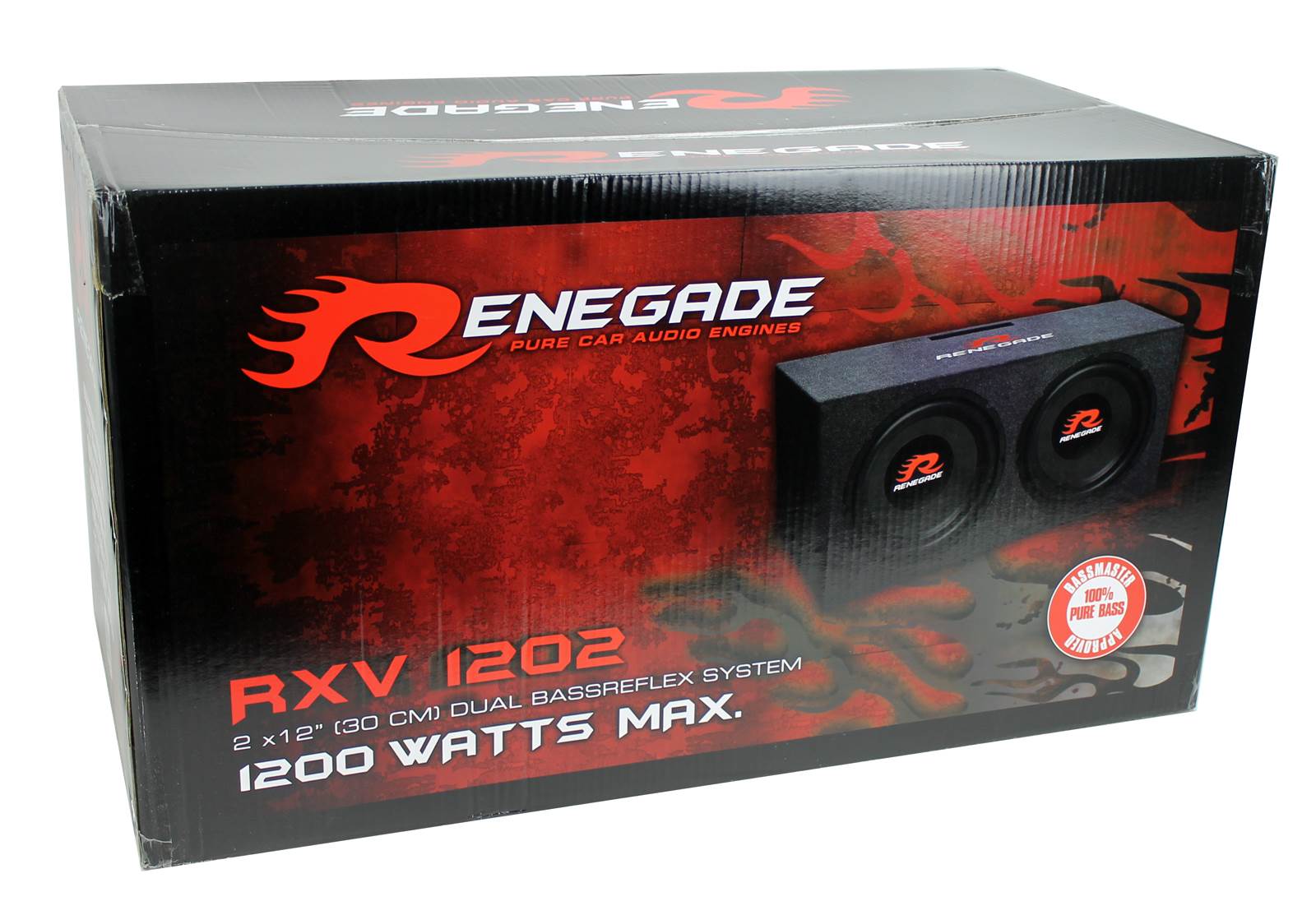 Renegade RXV1202 12" 1200 Watt Dual Subwoofer with Enclosure, Pair (For Parts)
