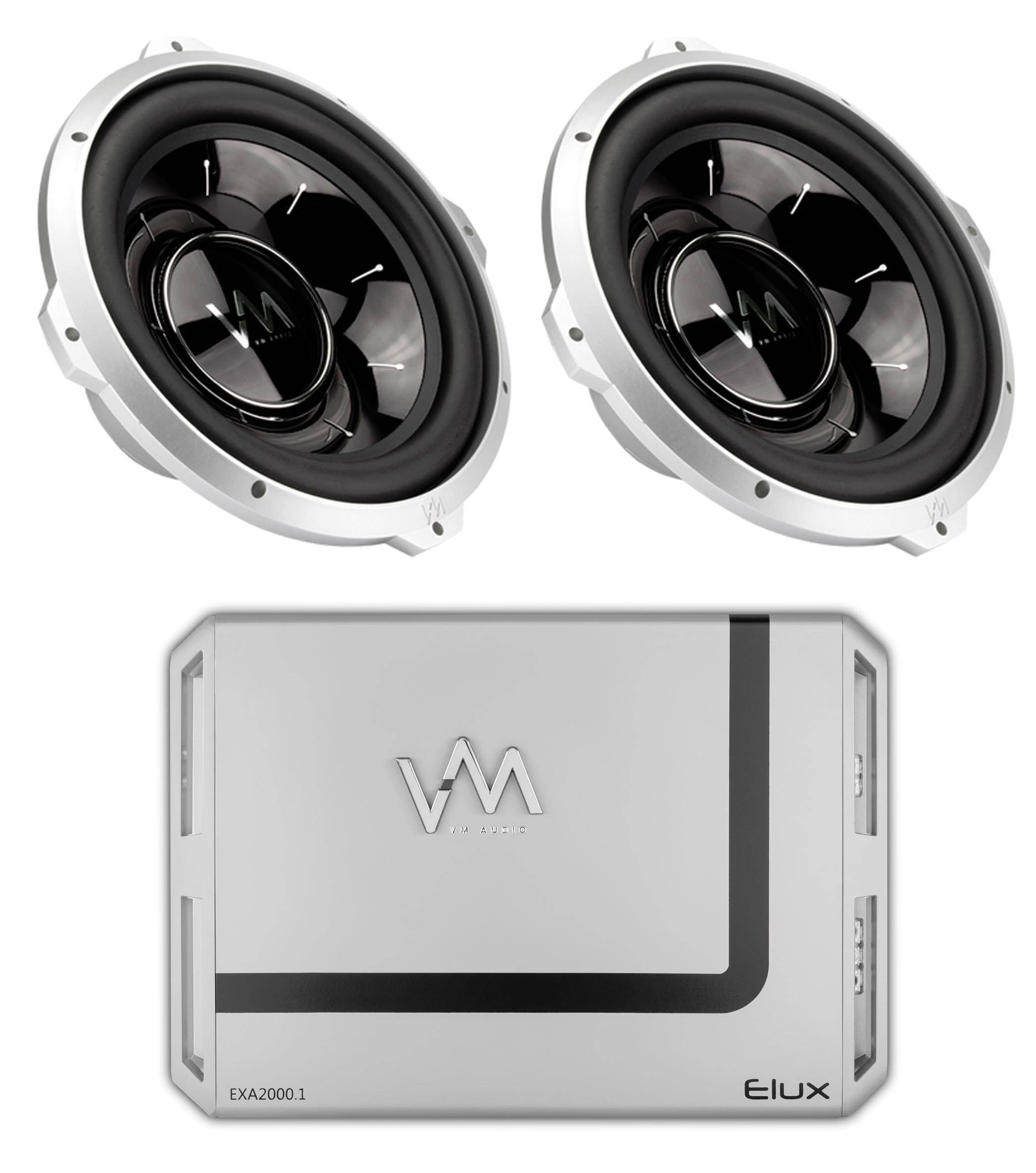 2 VM Audio SRW12 12" 2000W Car Subwoofers Subs DVC 4 Ohm 2000W + Mono Amplifier