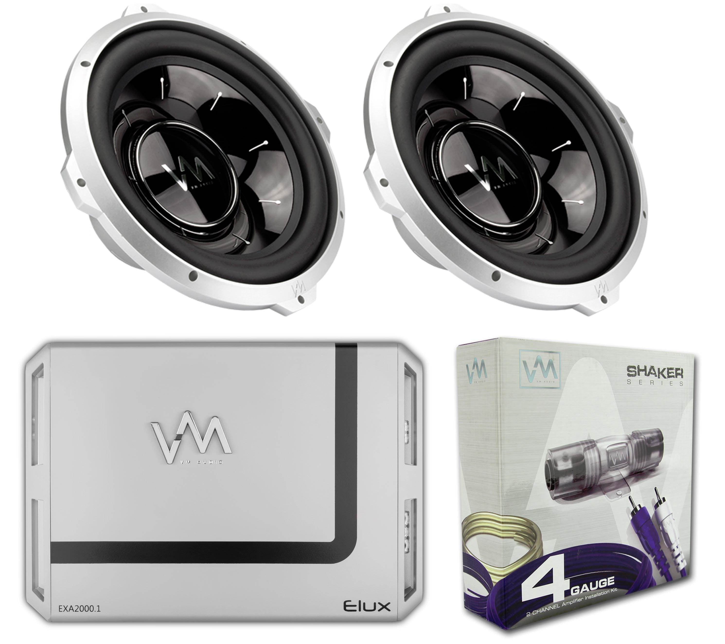2 VM Audio SRW12 12" 2000W Car Subs DVC 4 Ohm 2000W + Mono Amplifier + Wiring