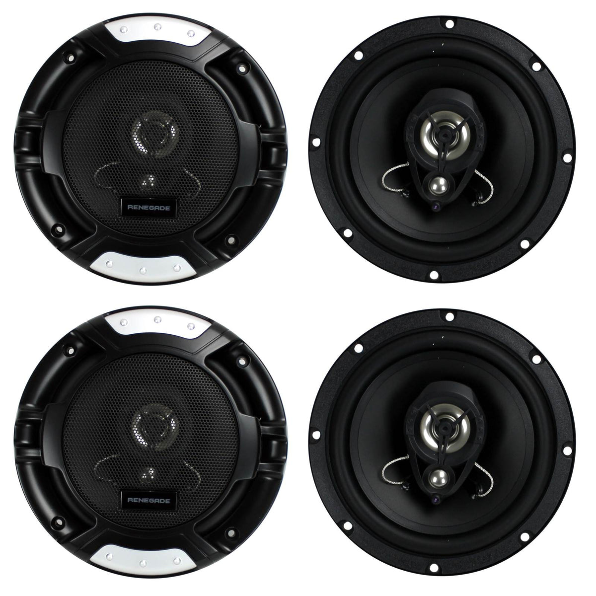 4) New Renegade RX62 6.5" 400 Watt 3-Way 4-ohm Car Audio Coaxial Speakers Stereo