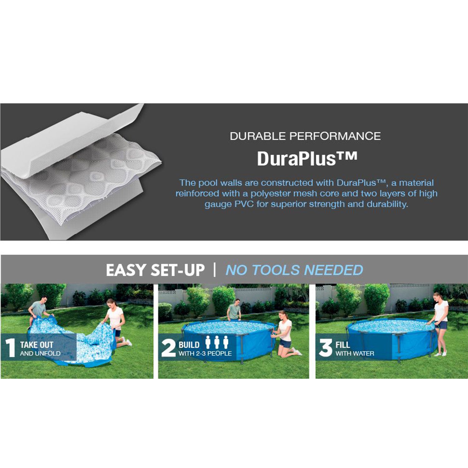 Bestway 15ft x 48in Steel Pro Max Round Frame Above Ground Swimming Pool Set - VMInnovations