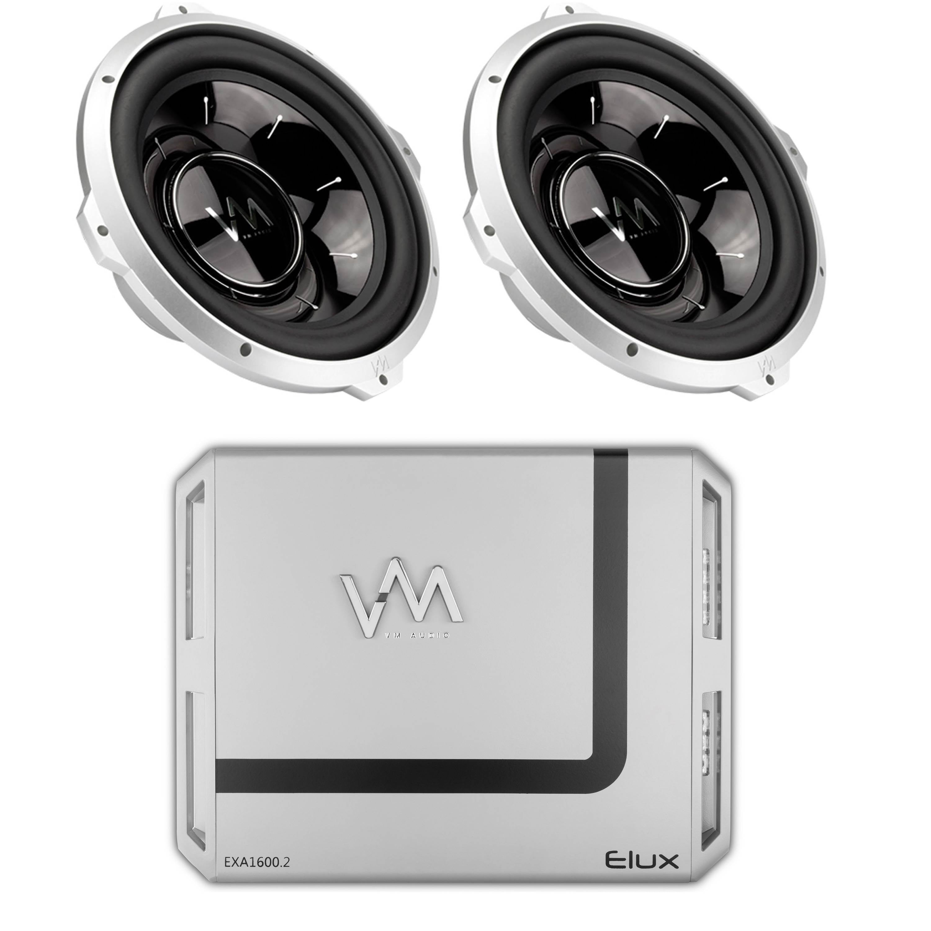 2) VM Audio SRW12 12" 2000W Car Subwoofers DVC 4 Ohm + VM Audio 2 Channel Amp