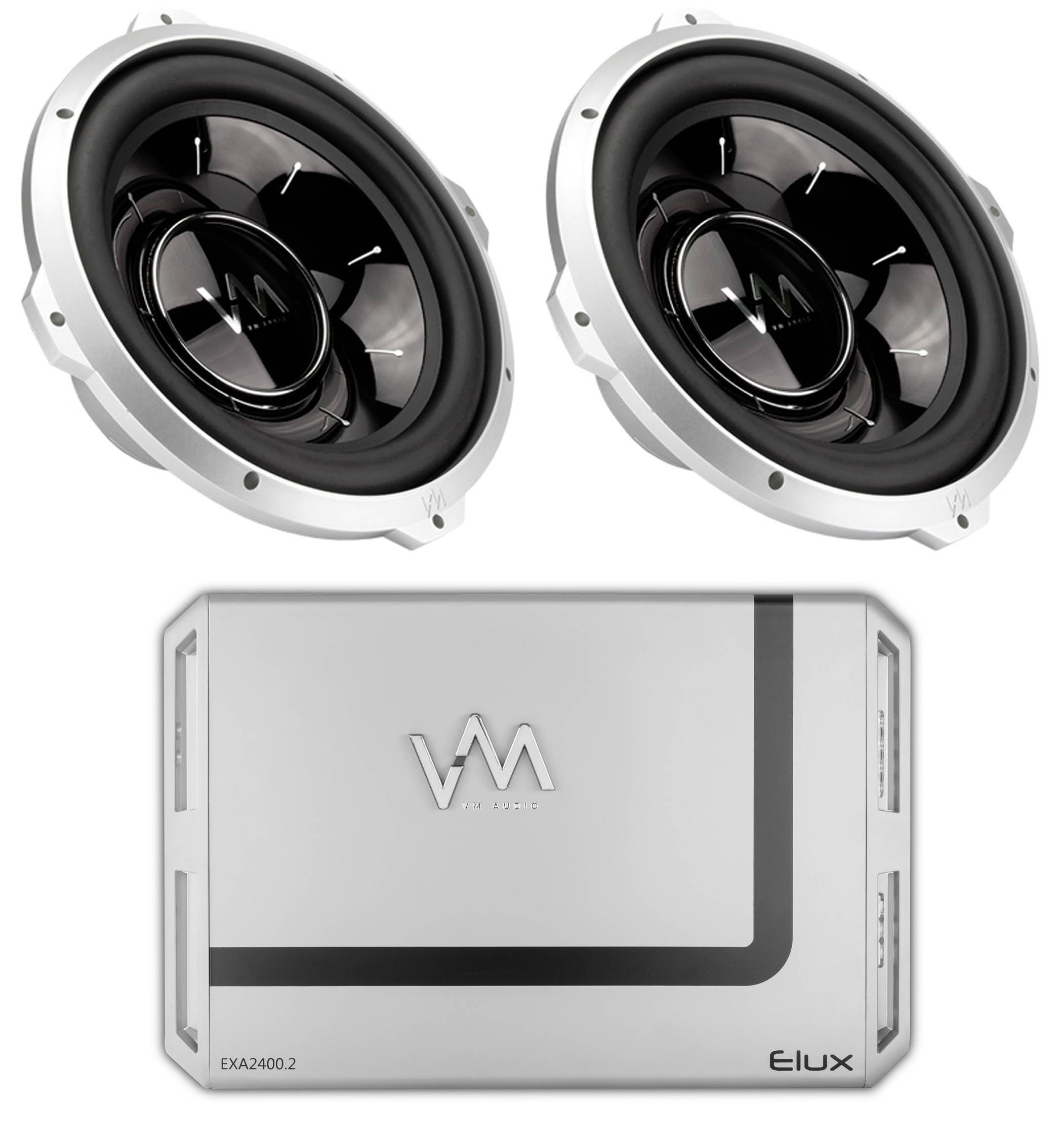 2 VM Audio SRW15 15" 2400W Car Subwoofers Subs DVC 4 Ohm + EXA2400.2 Amplifier