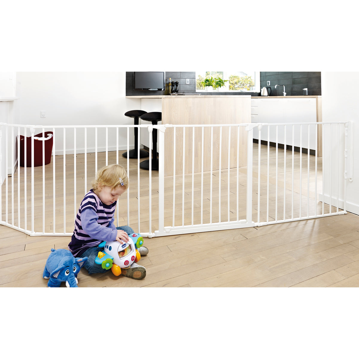 BabyDan Flex Hearth 35.4-109.5" XL Size Safety Baby Gate for Fireplace, White