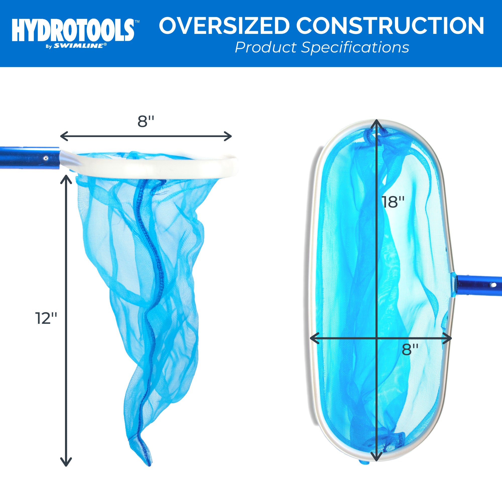 Swimline 8033 Hydrotools Aluminum Deep Bag Swimming Pool Rake Leaf Skimmer Net - VMInnovations